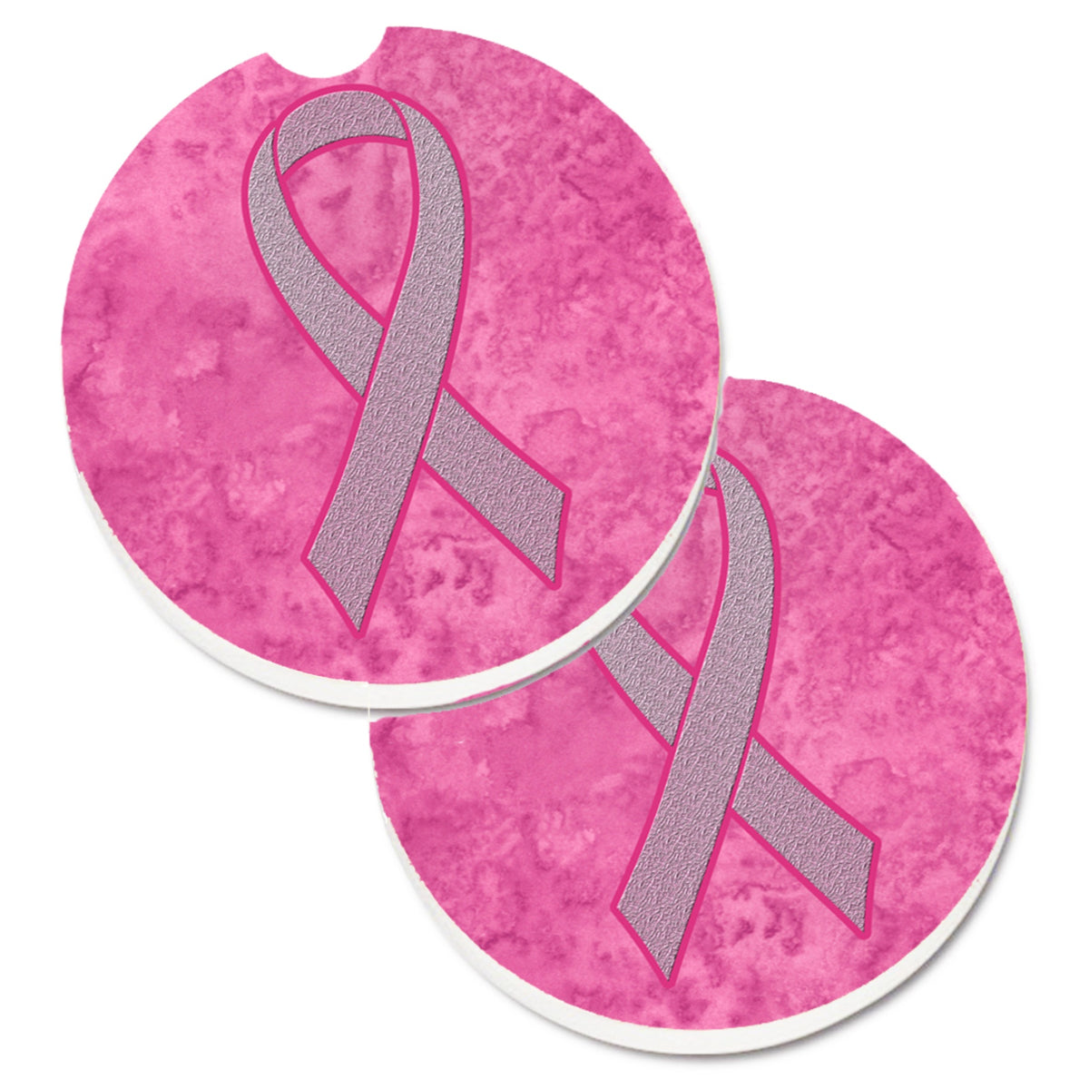 'Caroline'S Treasures Pink Ribbon For Breast Cancer Awareness Set Of 2 Cup Holder Car Coasters An1205Carc, 2.56, Multicolor''