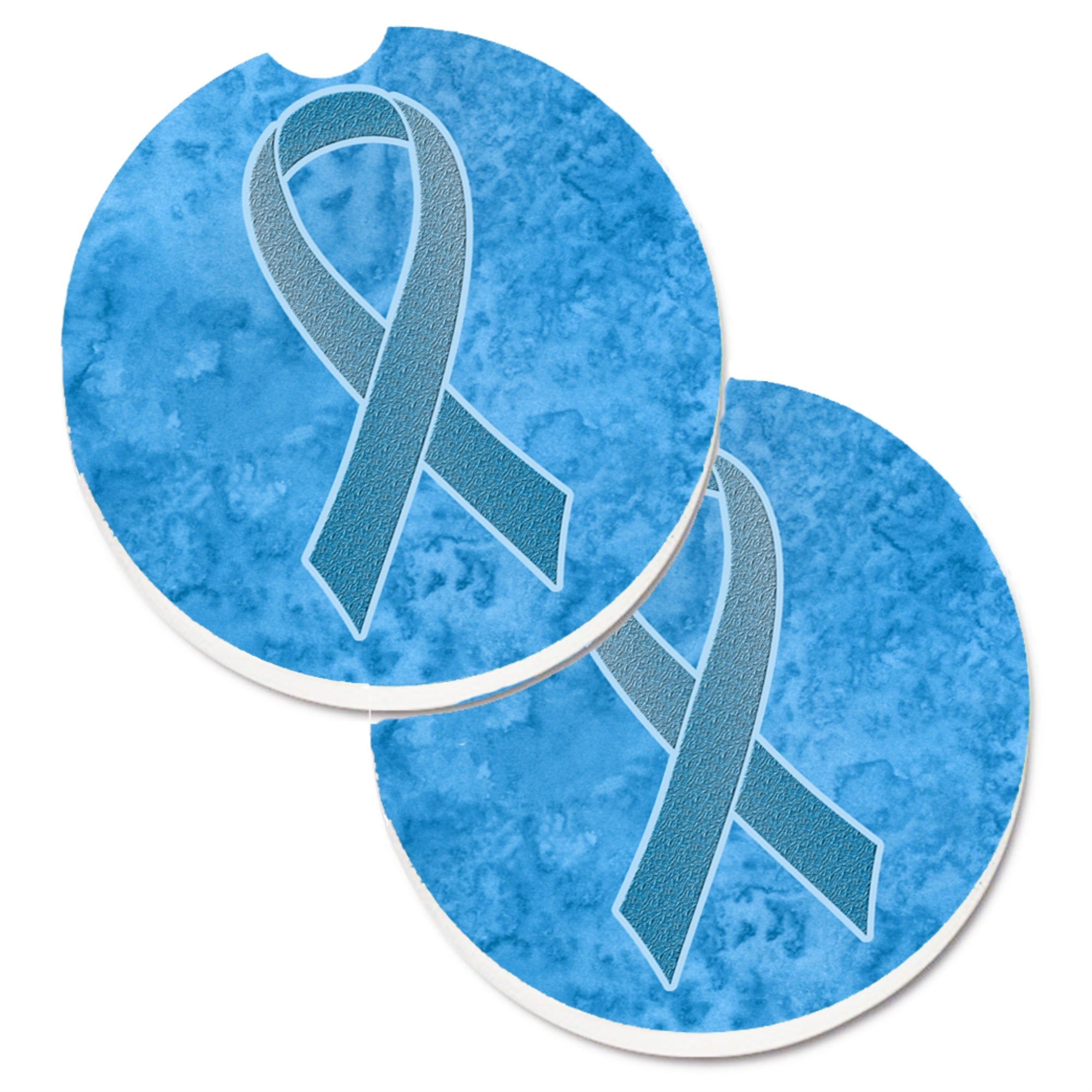 'Caroline'S Treasures Blue Ribbon For Prostate Cancer Awareness Set Of 2 Cup Holder Car Coasters An1206Carc, 2.56, Multicolor''