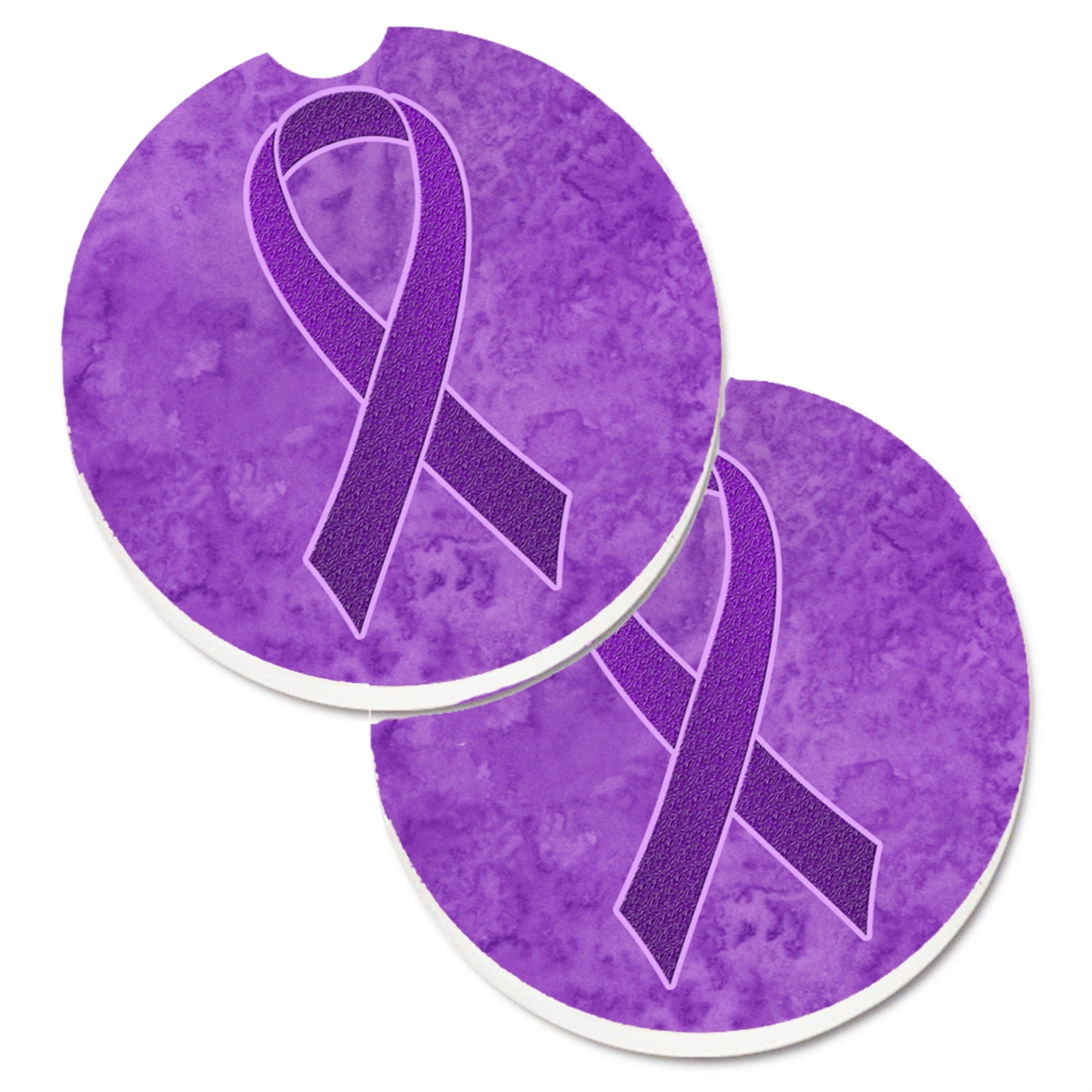 'Caroline'S Treasures Purple Ribbon For Pancreatic & Leiomyosarcoma Cancer Awareness Set Of 2 Cup Holder Car Coasters An1207Car