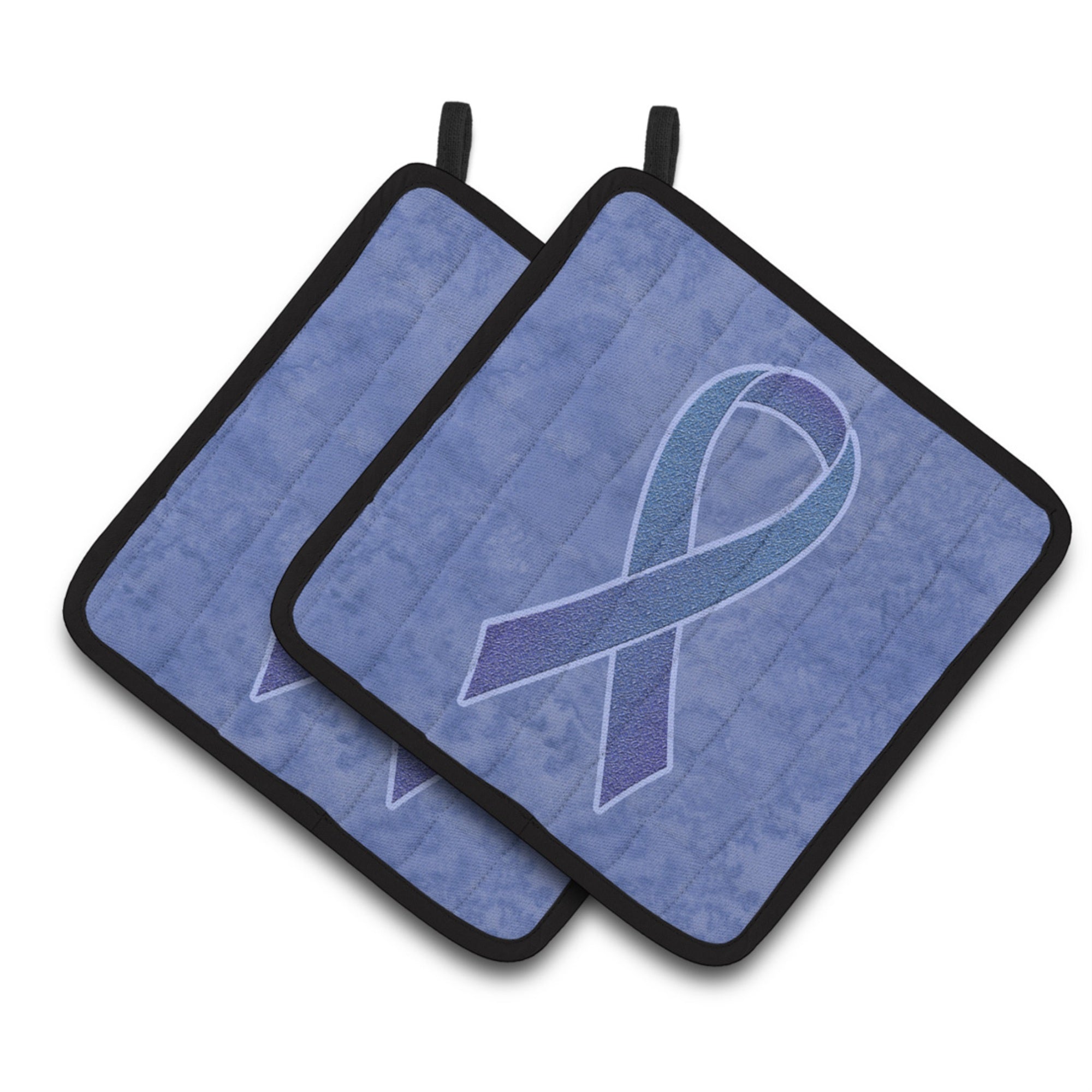 'Caroline'S Treasures Periwinkle Blue Ribbon For Esophageal & Stomach Cancer Awareness Pair Of Pot Holders An1208Pthd, 7.5Hx7.5
