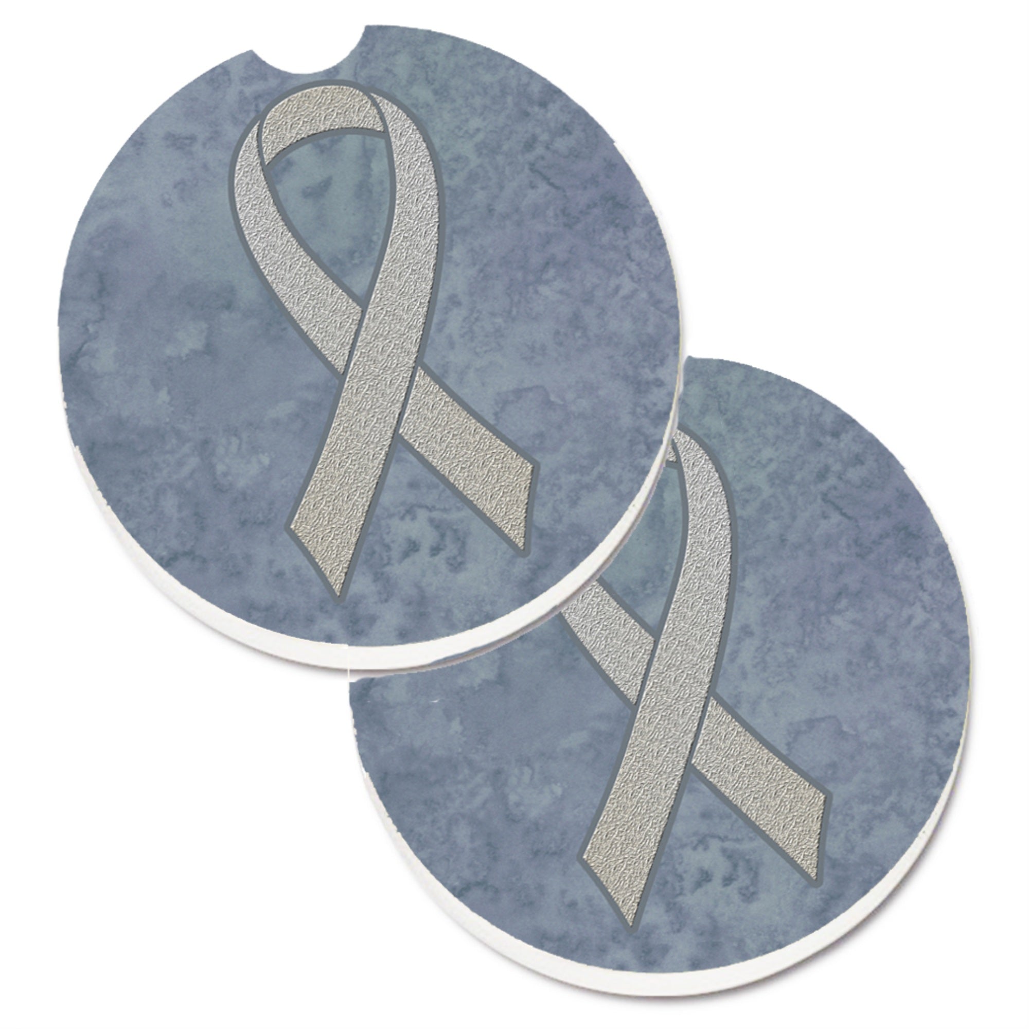 'Caroline'S Treasures Clear Ribbon For Lung Cancer Awareness Set Of 2 Cup Holder Car Coasters An1210Carc, 2.56, Multicolor''