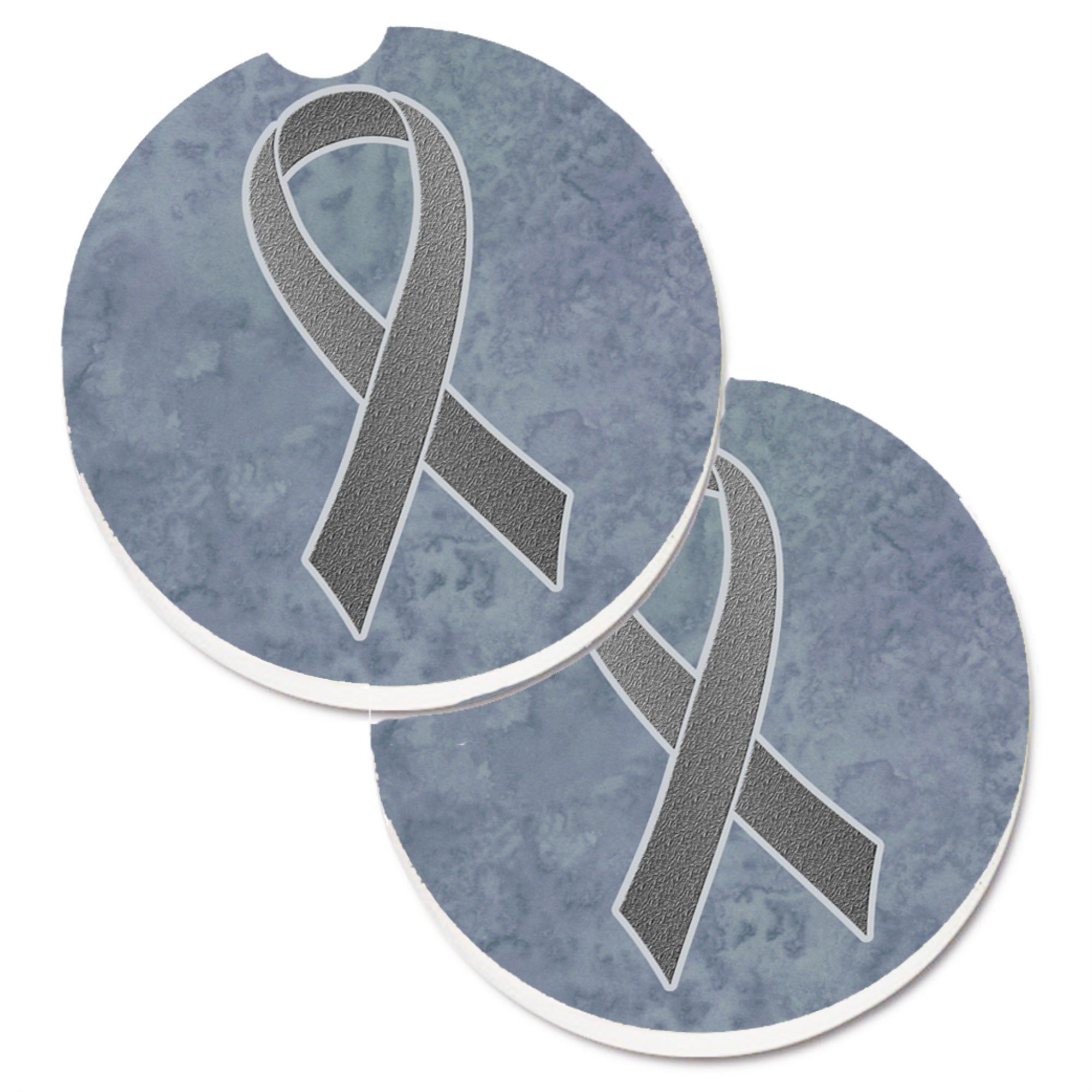 'Caroline'S Treasures Grey Ribbon For Brain Cancer Awareness Set Of 2 Cup Holder Car Coasters An1211Carc, 2.56, Multicolor''
