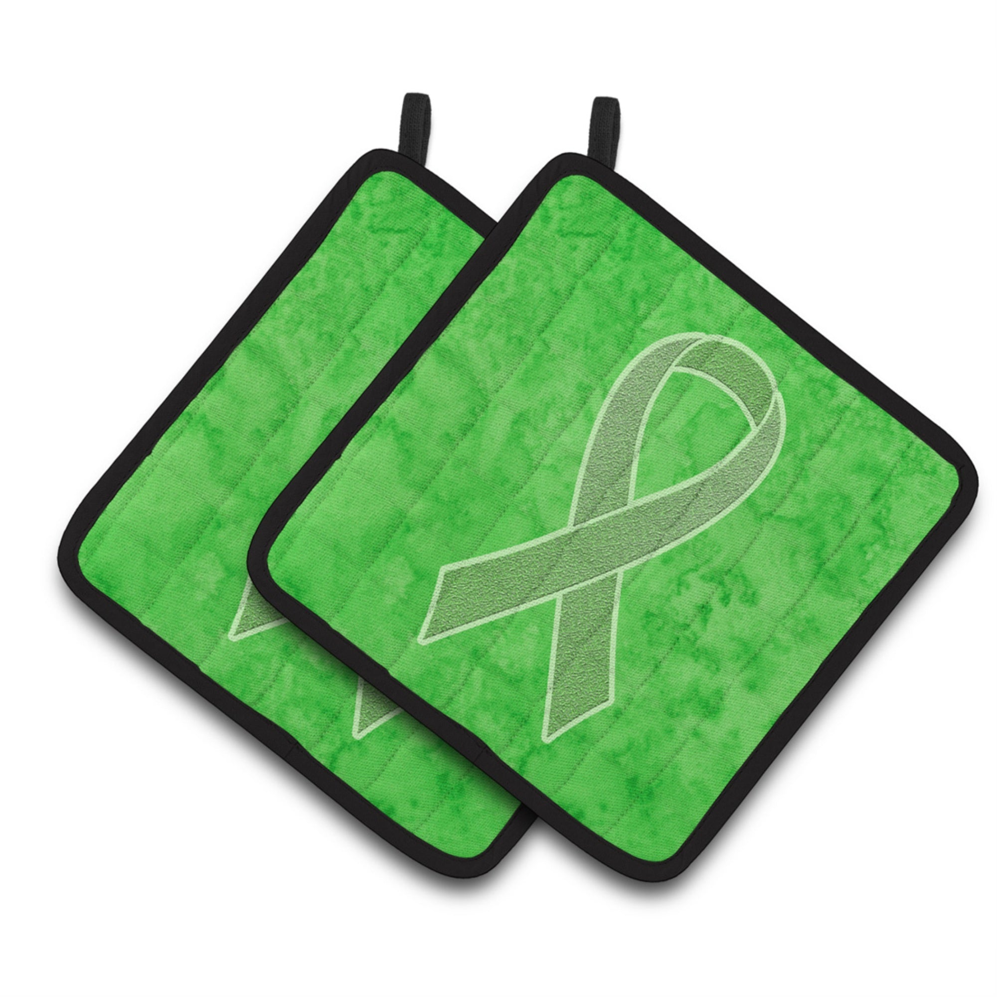 'Caroline'S Treasures Lime Green Ribbon For Lymphoma Cancer Awareness Pair Of Pot Holders An1212Pthd, 7.5Hx7.5W, Multicolor''