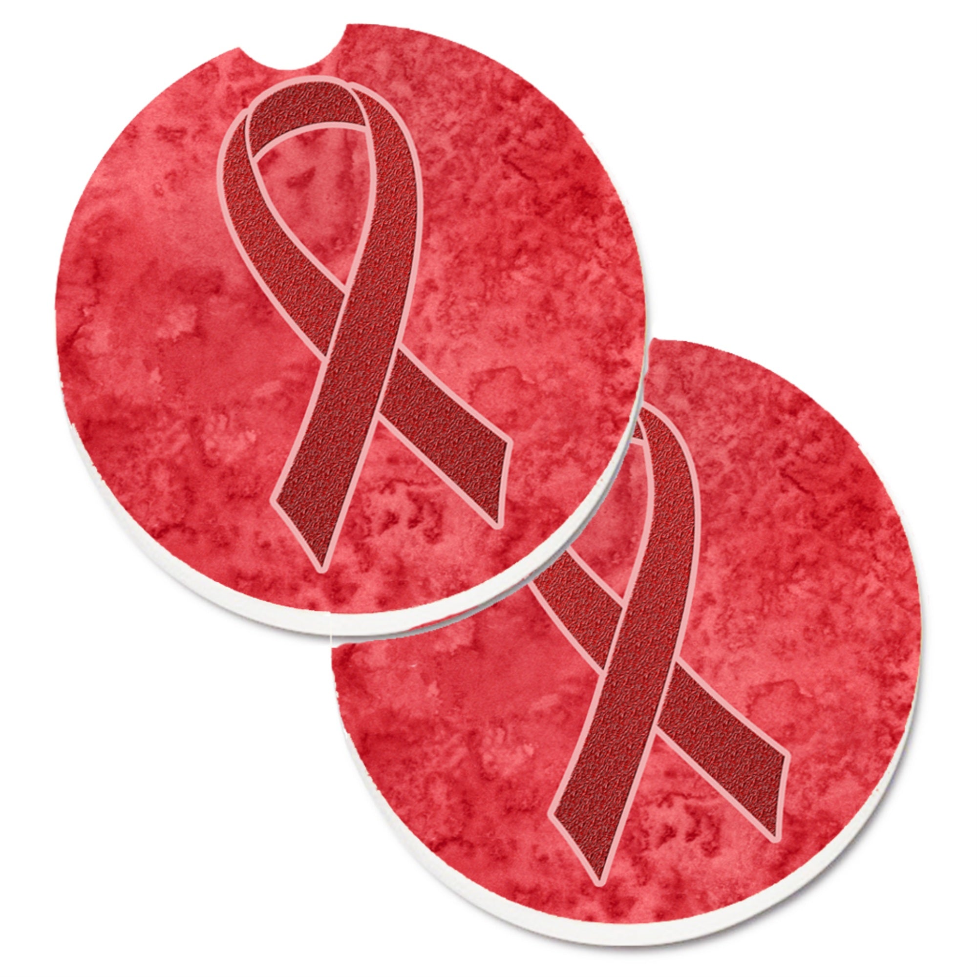 'Caroline'S Treasures Red Ribbon For Aids Awareness Set Of 2 Cup Holder Car Coasters An1213Carc, 2.56, Multicolor''
