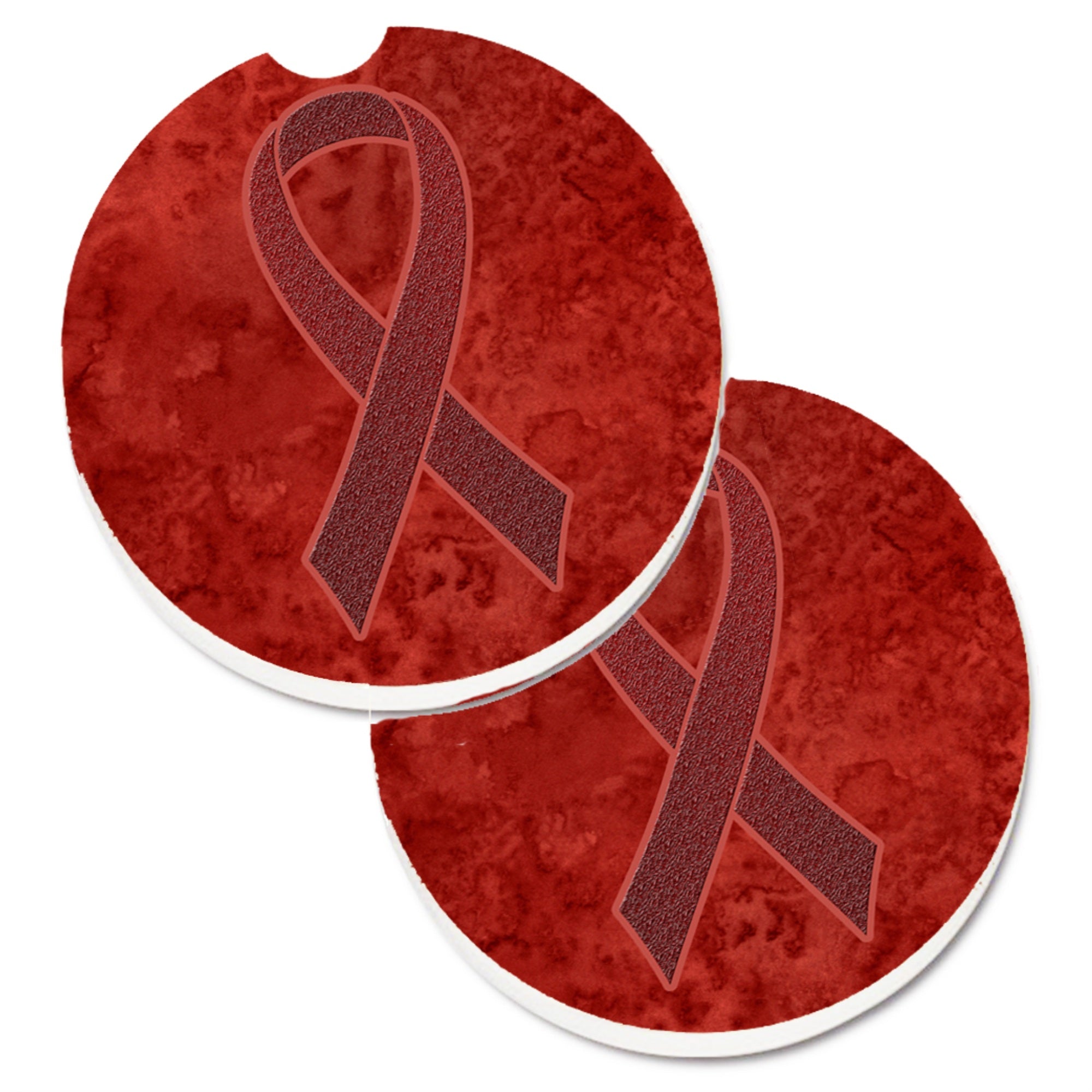 'Caroline'S Treasures Burgundy Ribbon For Multiple Myeloma Cancer Awareness Set Of 2 Cup Holder Car Coasters An1214Carc, 2.56,