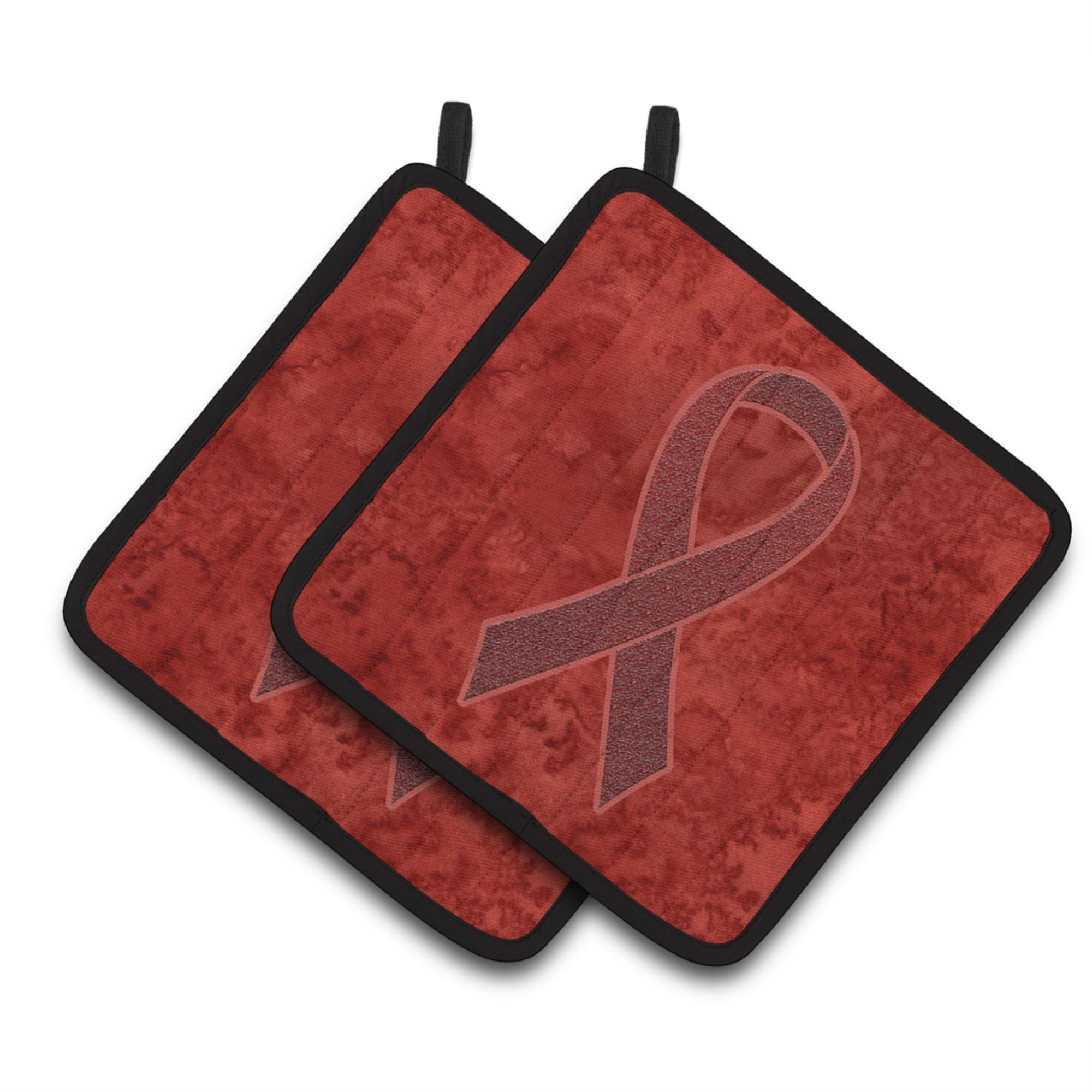 'Caroline'S Treasures Burgundy Ribbon For Multiple Myeloma Cancer Awareness Pair Of Pot Holders An1214Pthd, 7.5Hx7.5W, Multicol