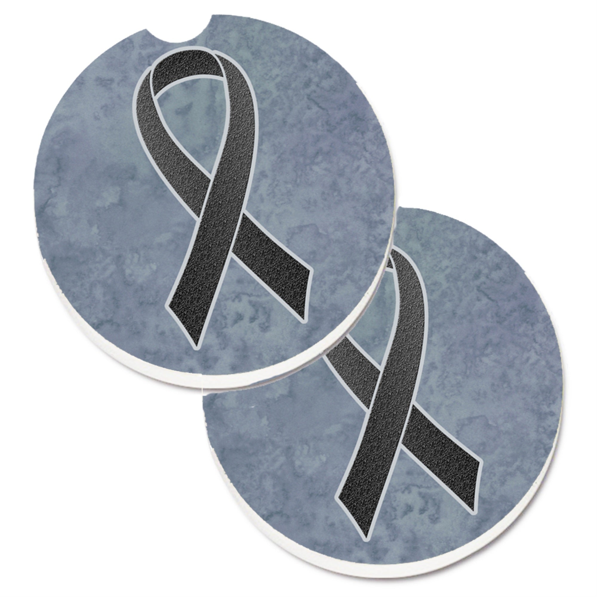 'Caroline'S Treasures Black Ribbon For Melanoma Cancer Awareness Set Of 2 Cup Holder Car Coasters An1216Carc, 2.56, Multicolor'
