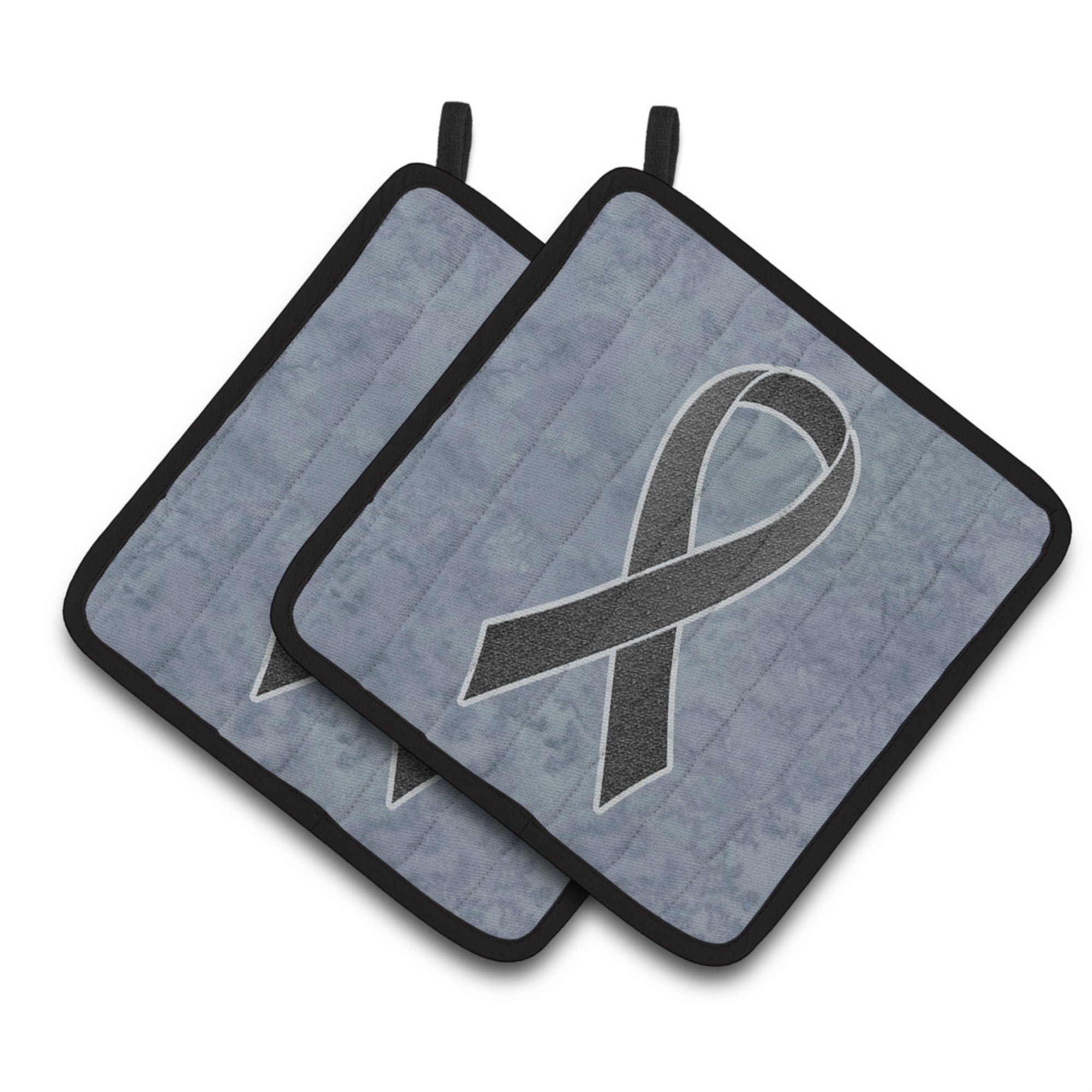 'Caroline'S Treasures Black Ribbon For Melanoma Cancer Awareness Pair Of Pot Holders An1216Pthd, 7.5Hx7.5W, Multicolor''