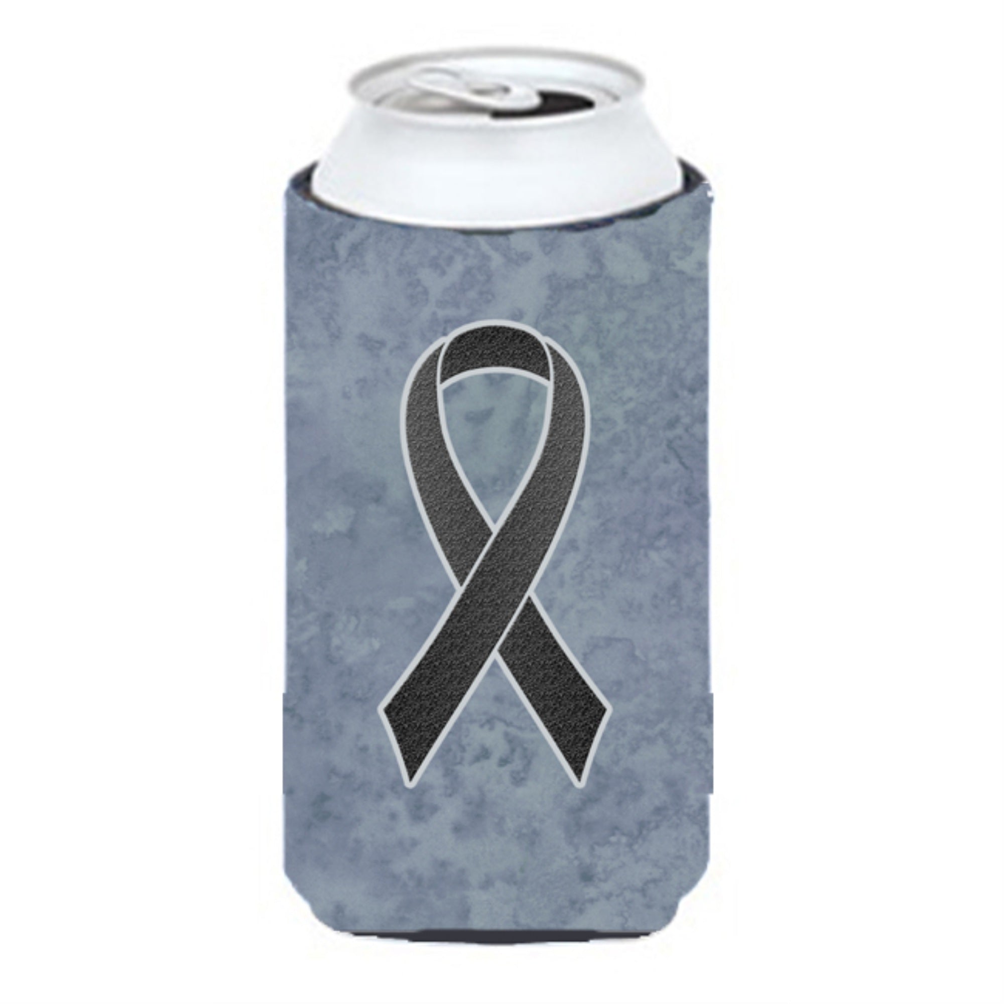 Black Ribbon For Melanoma Cancer Awareness Tall Boy Beverage Insulator Hugger An1216Tbc