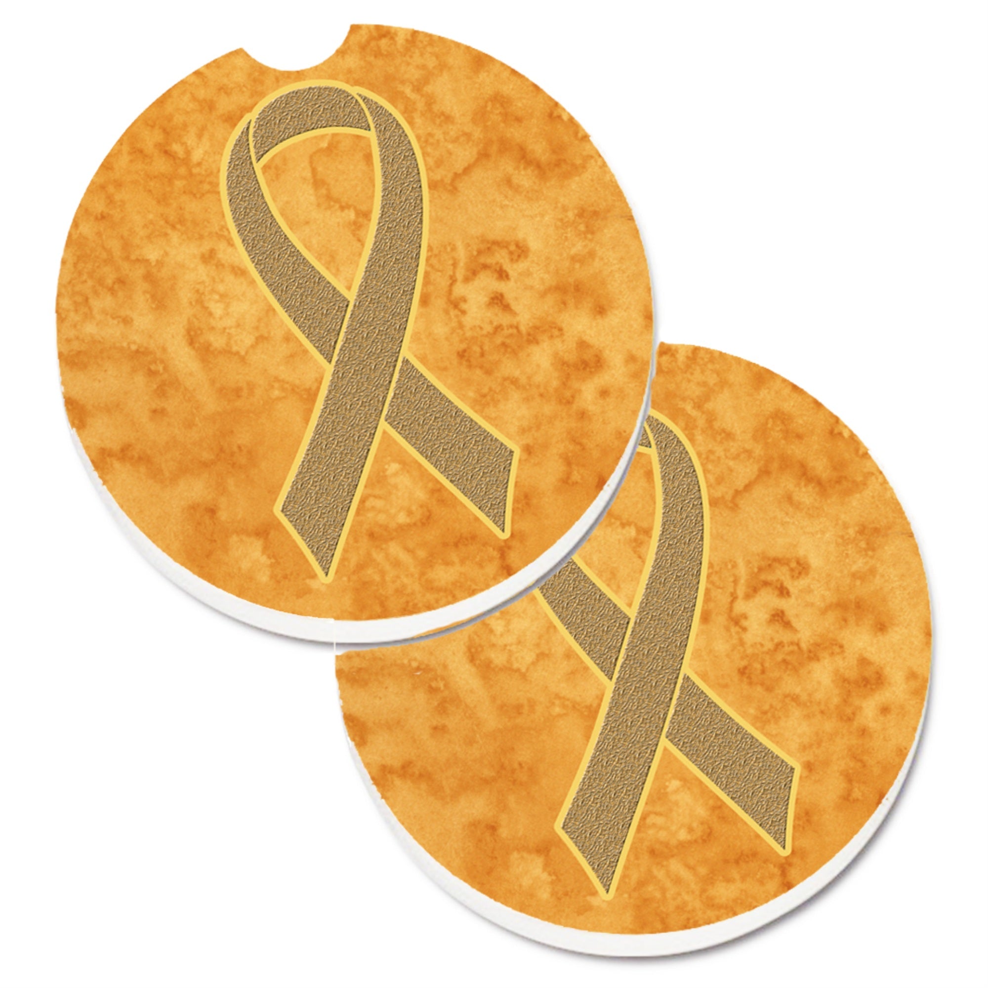 'Caroline'S Treasures Peach Ribbon For Uterine Cancer Awareness Set Of 2 Cup Holder Car Coasters An1219Carc, 2.56, Multicolor''