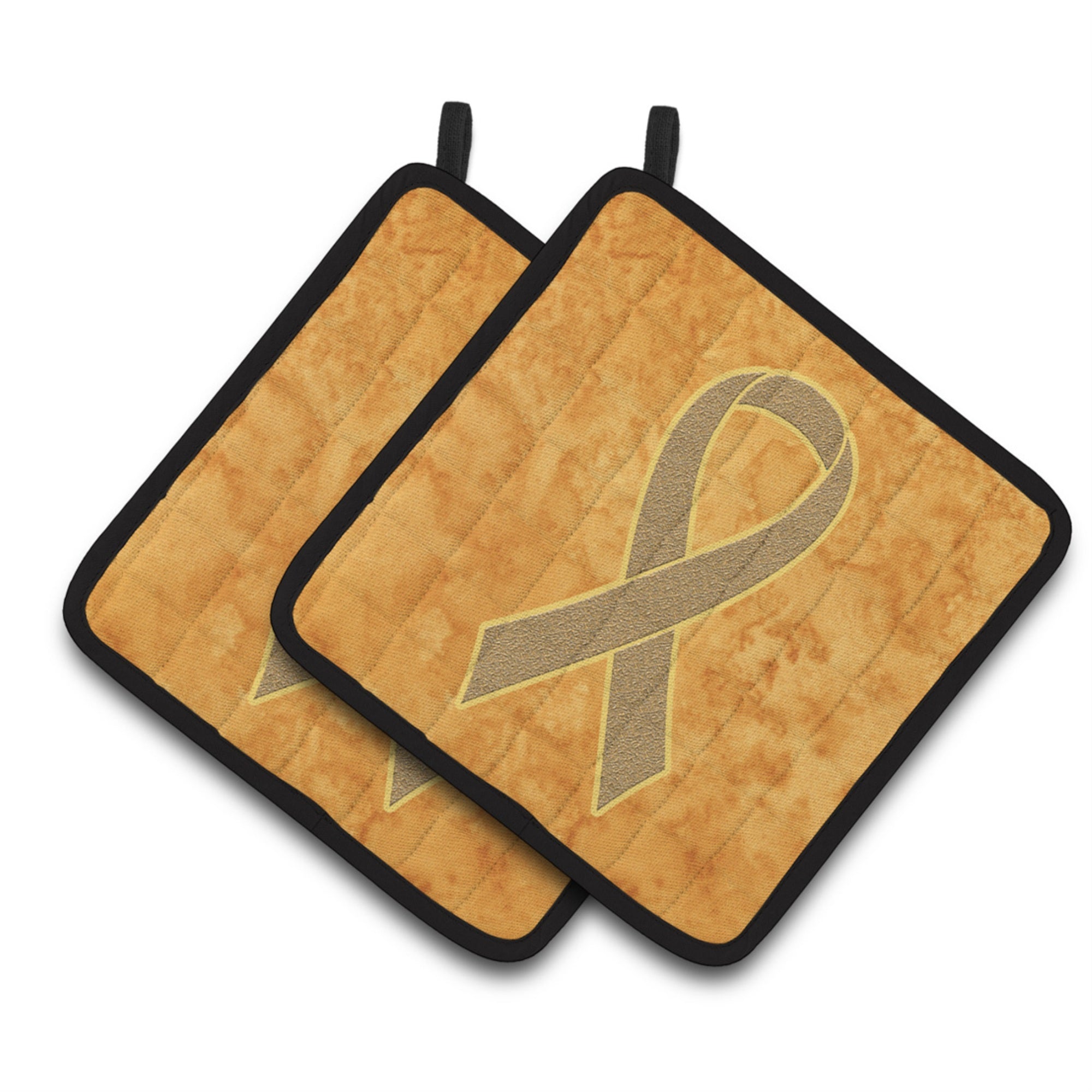 'Caroline'S Treasures Peach Ribbon For Uterine Cancer Awareness Pair Of Pot Holders An1219Pthd, 7.5Hx7.5W, Multicolor''