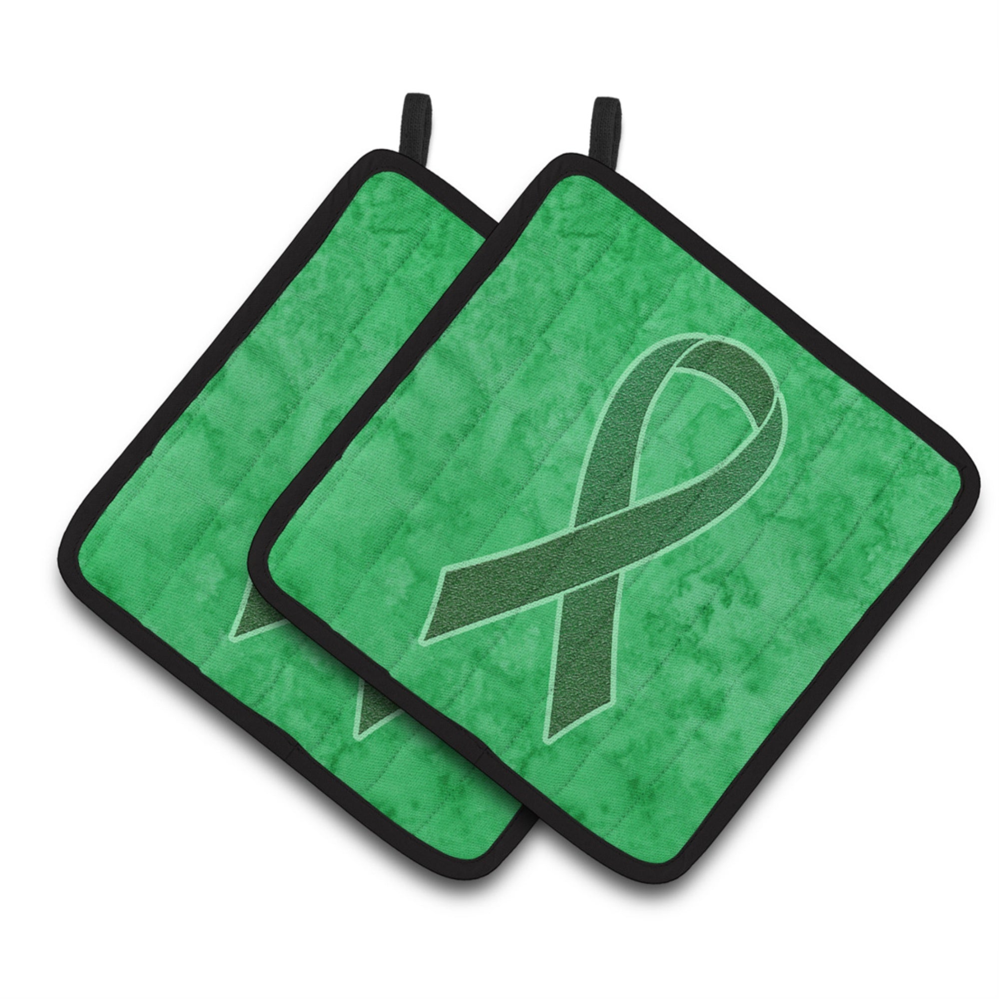 'Caroline'S Treasures Kelly Green Ribbon For Kidney Cancer Awareness Pair Of Pot Holders An1220Pthd, 7.5Hx7.5W, Multicolor''