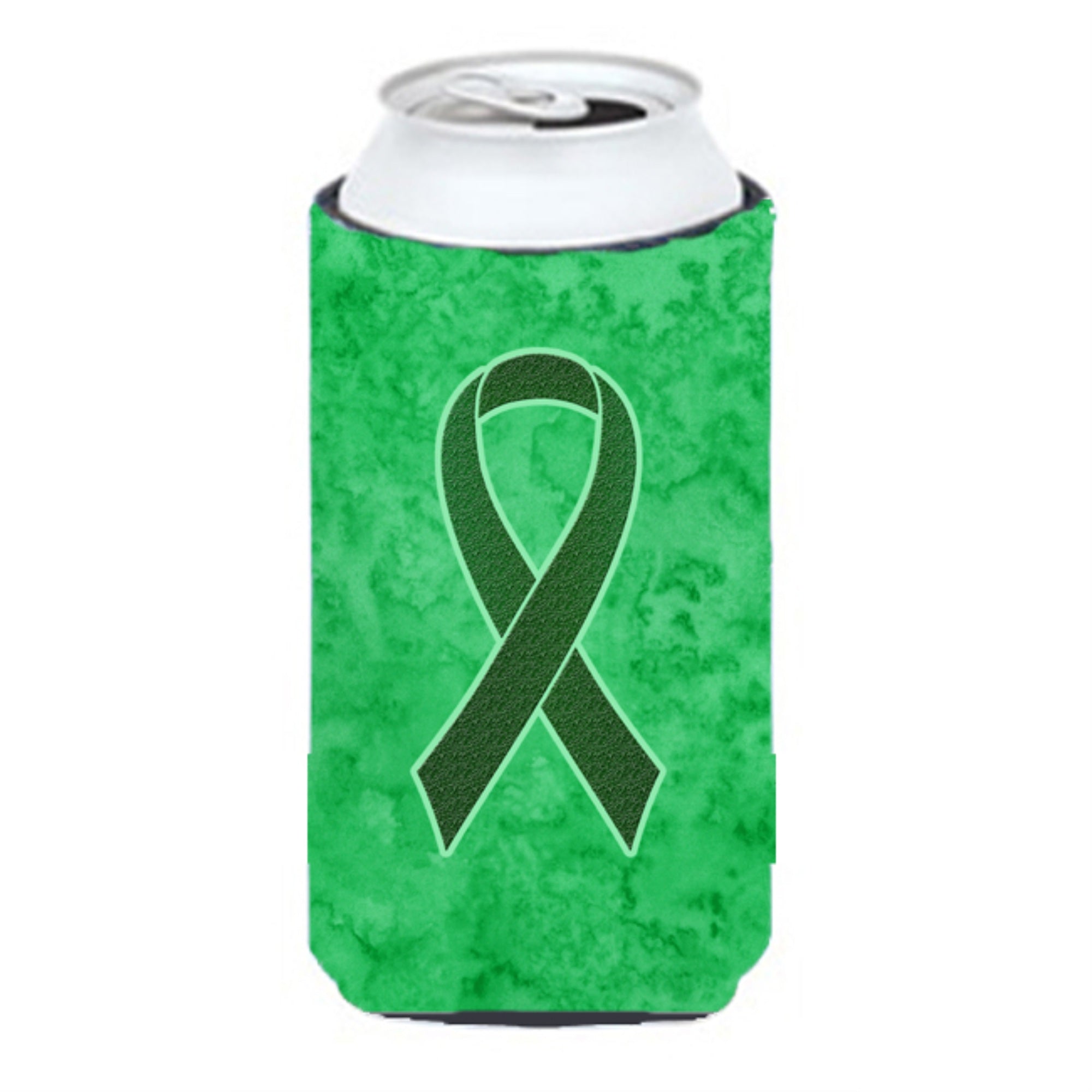 Emerald Green Ribbon For Liver Cancer Awareness Tall Boy Beverage Insulator Hugger An1221Tbc