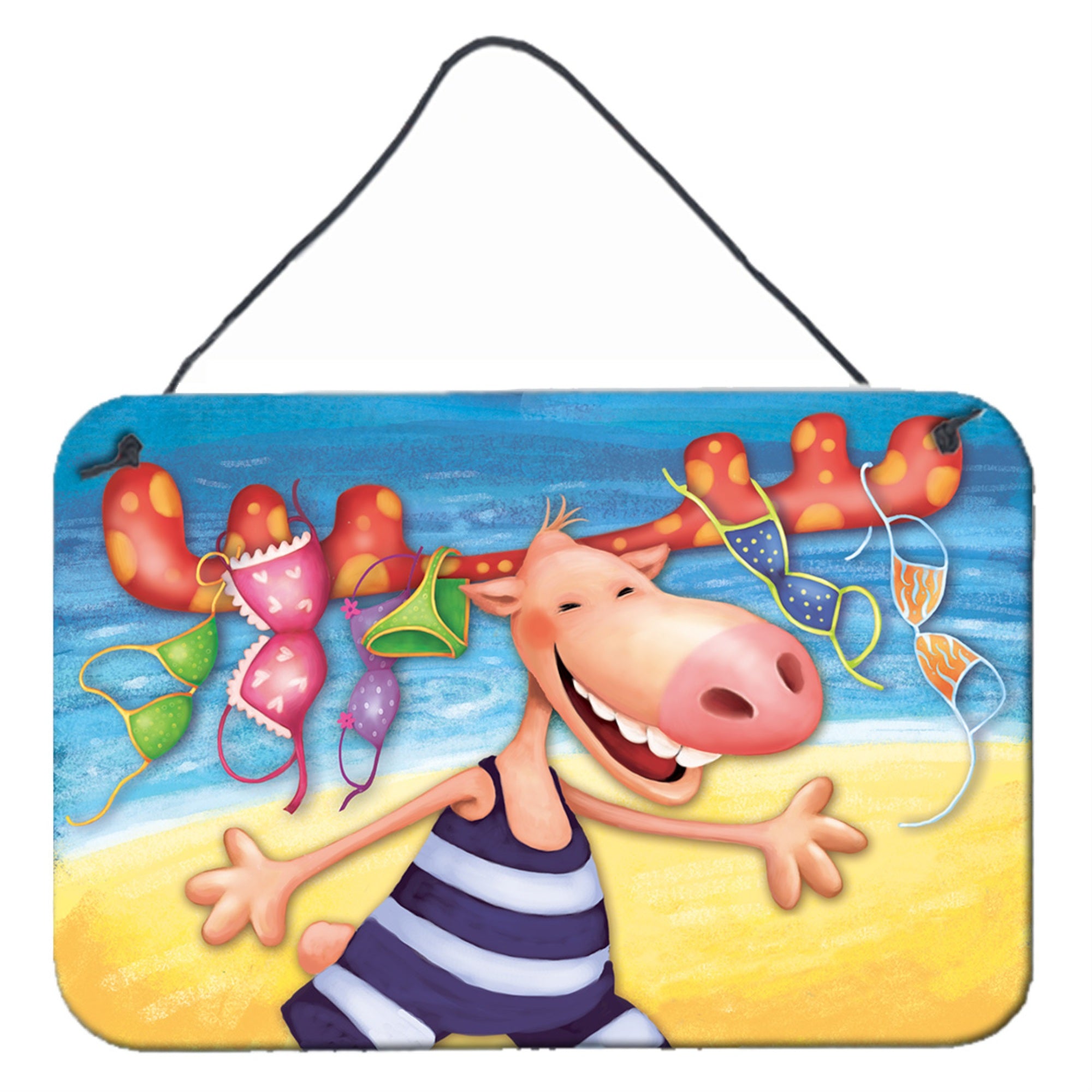 'Caroline'S Treasures Moose On The Beach Wall Or Door Hanging Prints Aph0073Ds812, 8'''' X 12'''', Multicolor''
