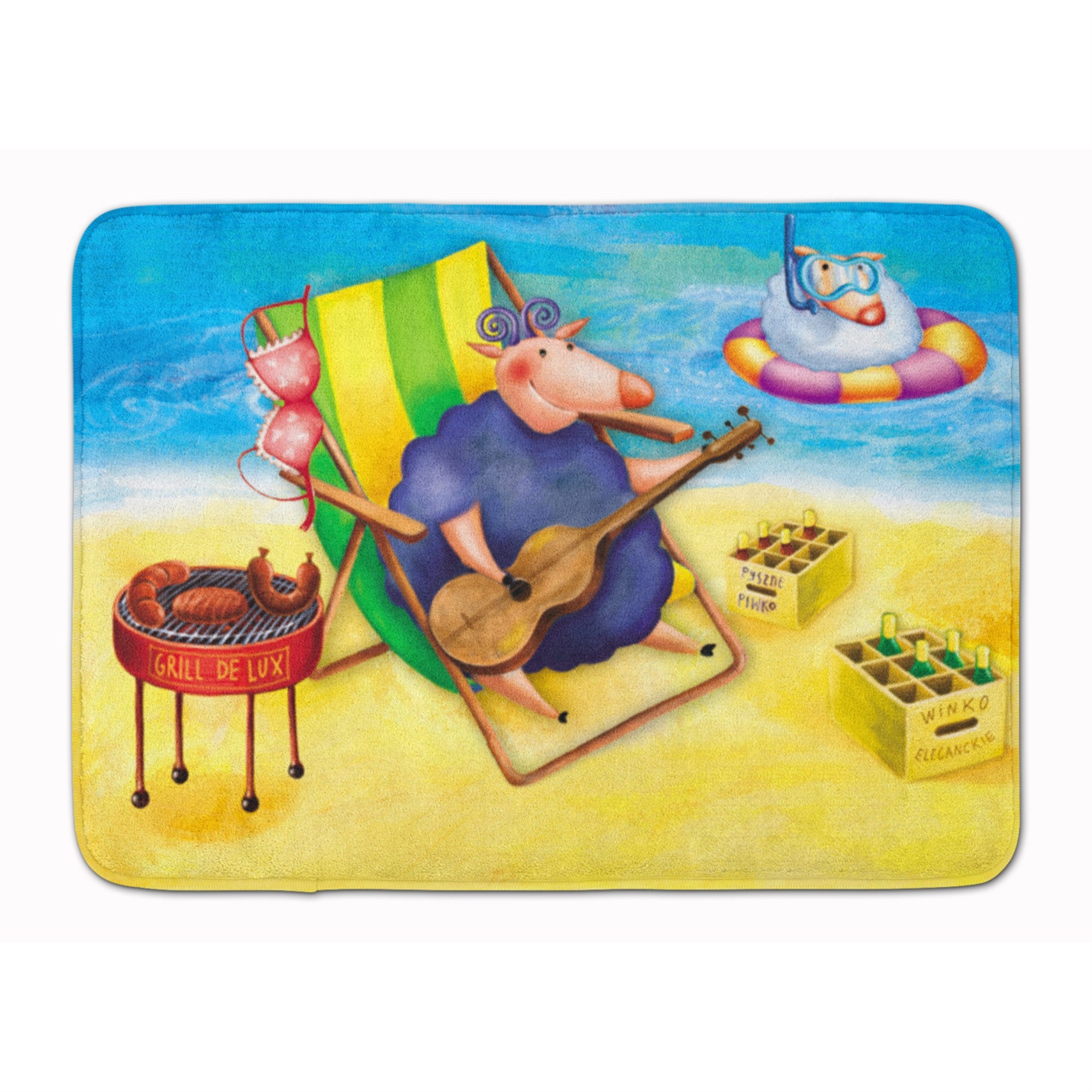 'Caroline'S Treasures Pig Sunbathing On The Beach Floor Mat, 19'''' X 27'''', Multicolor''