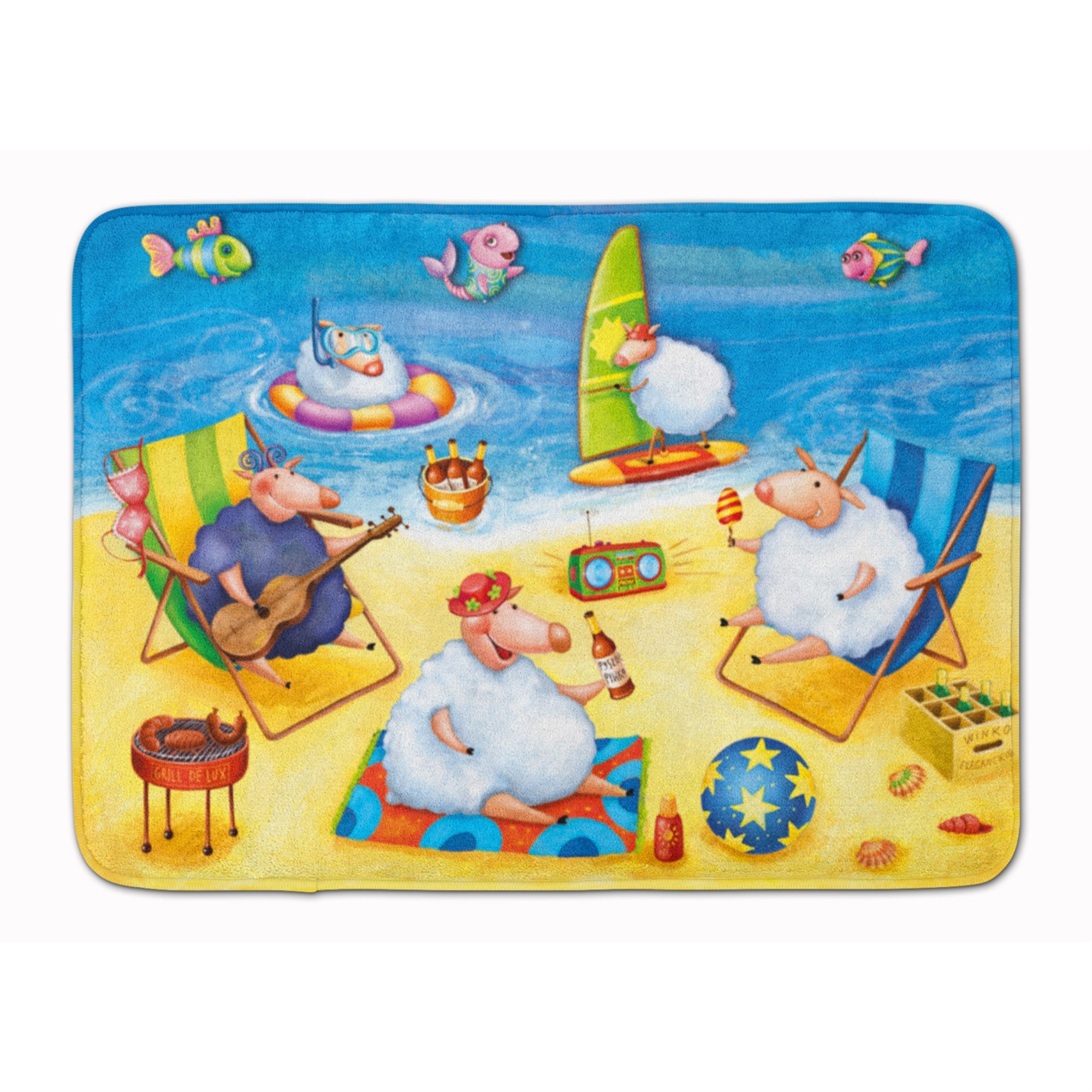 'Caroline'S Treasures Party Pigs On The Beach Floor Mat, 19'''' X 27'''', Multicolor''