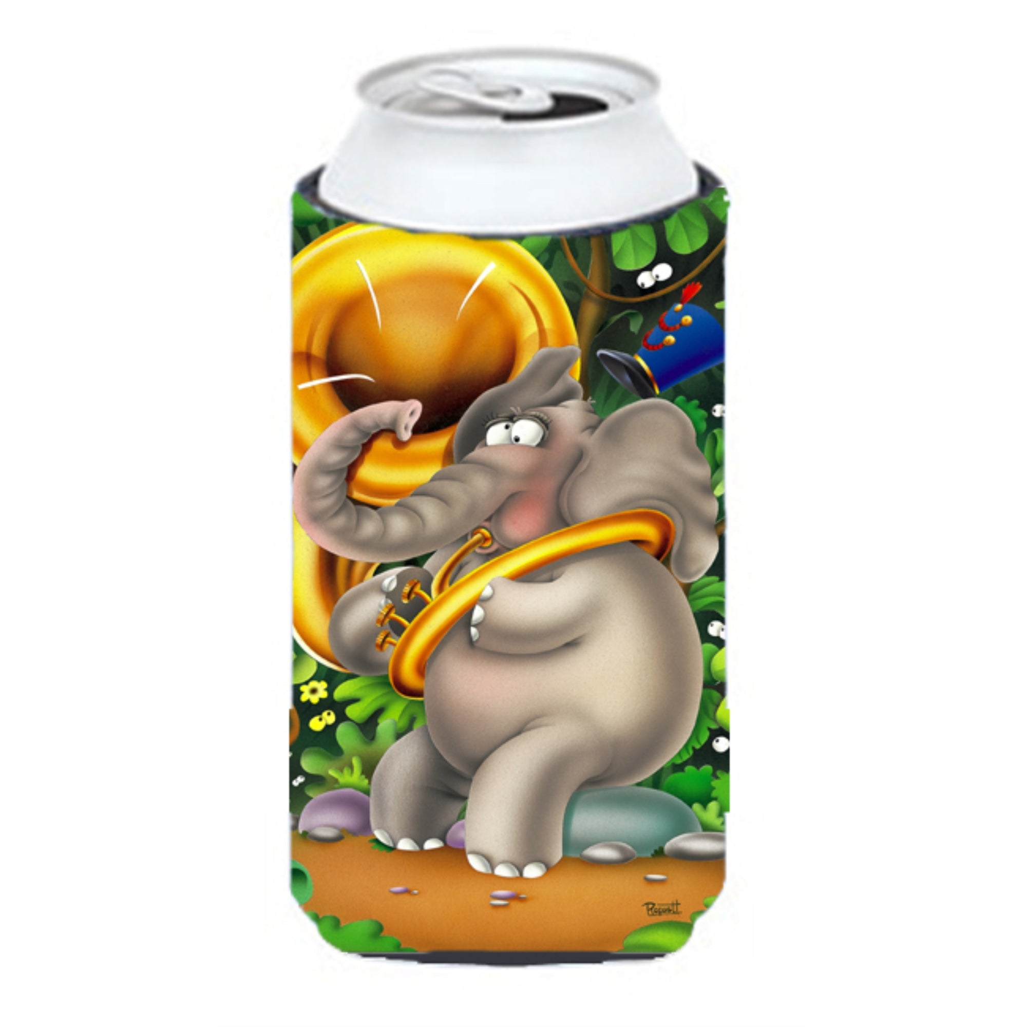 'Caroline'S Treasures Aph0248Tbc Elephant Playing The Tuba Tall Boy Koozie Hugger, Multicolor''