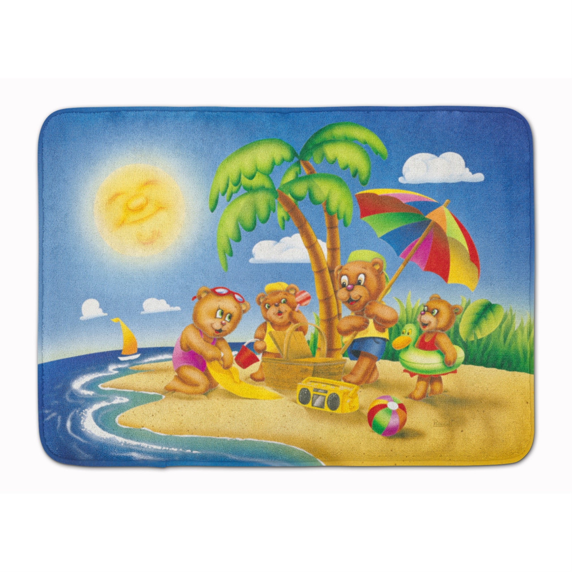 'Caroline'S Treasures Bears Playing At The Beach Floor Mat, 19'''' X 27'''', Multicolor''
