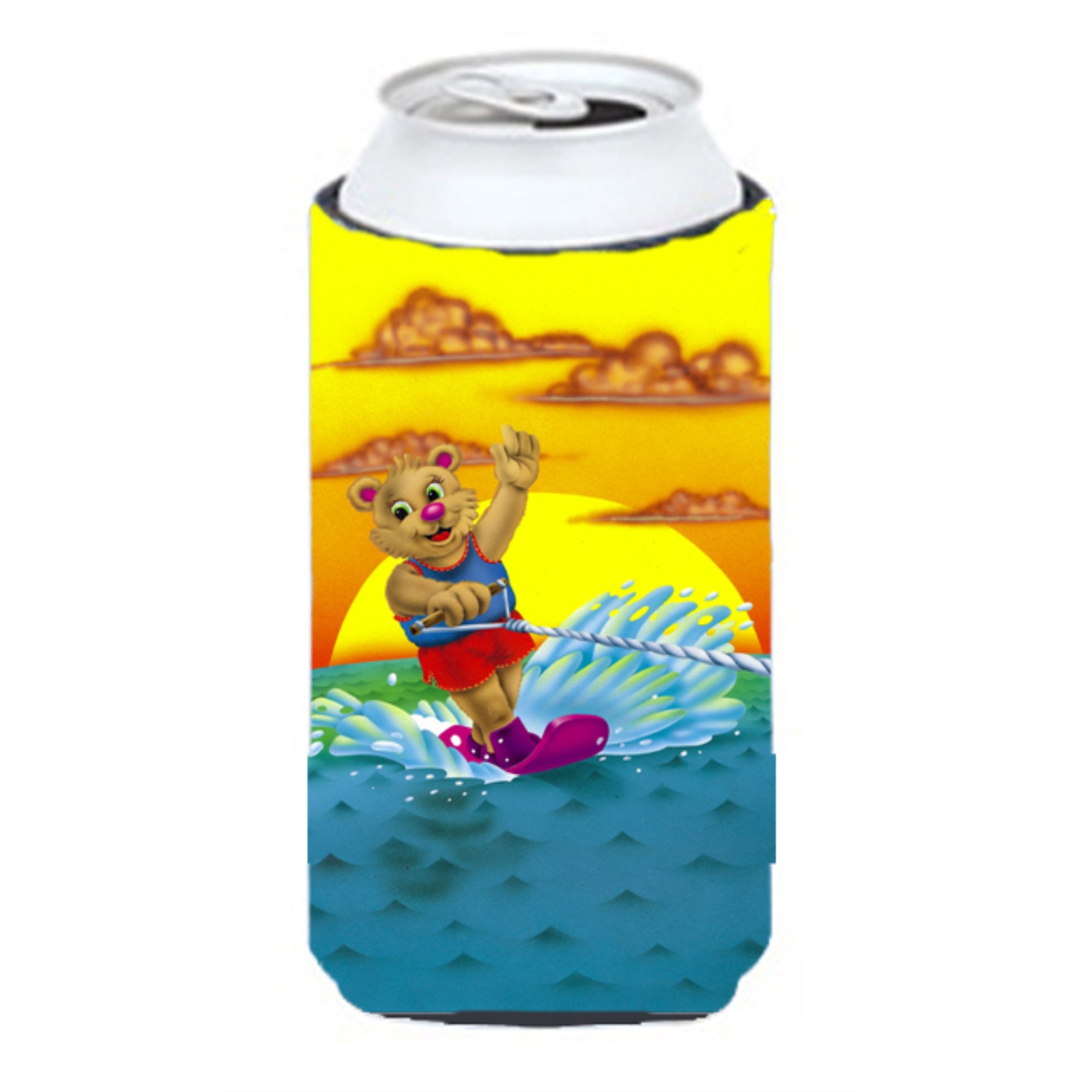 'Caroline'S Treasures Aph0415Tbc Teddy Bear Water Skiing Tall Boy Koozie Hugger, Multicolor''