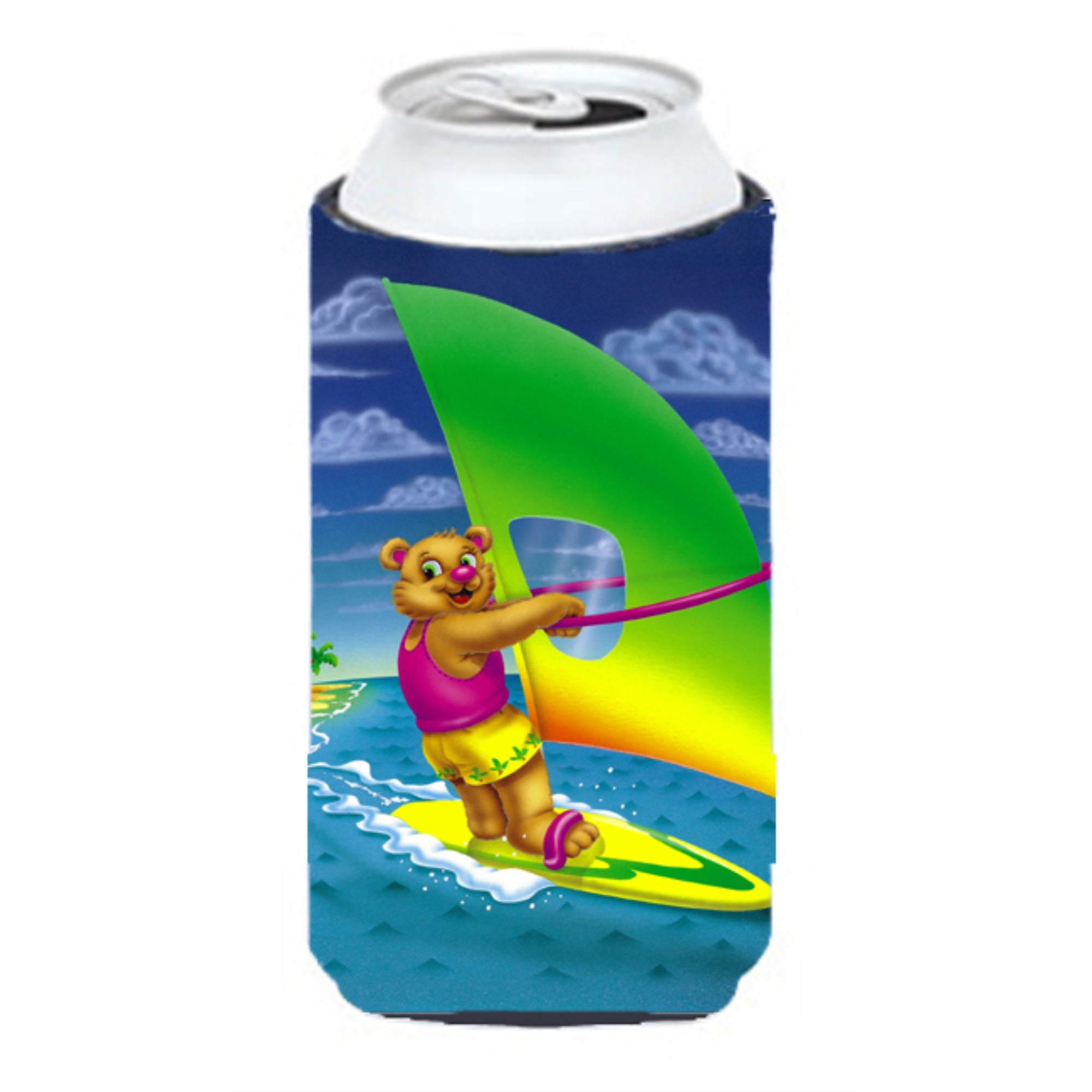 'Caroline'S Treasures Aph0416Tbc Teddy Bear Sailing Tall Boy Koozie Hugger, Multicolor''
