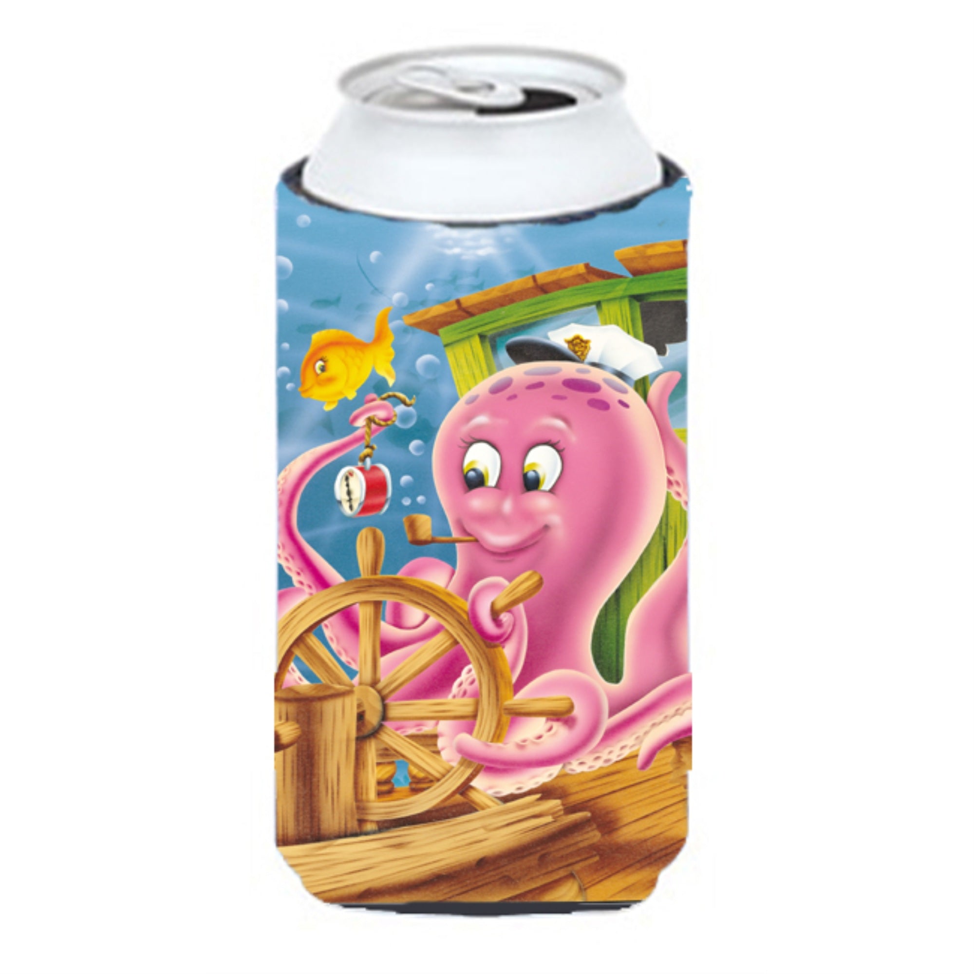 'Caroline'S Treasures Aph0472Tbc Captain Octopus Tall Boy Koozie Hugger, Multicolor''