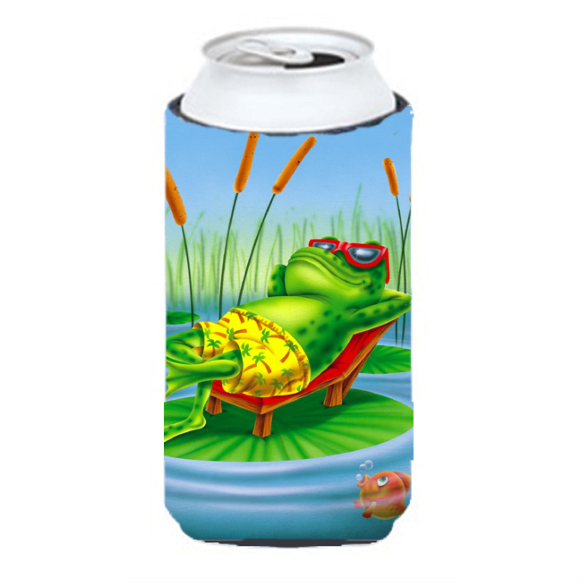 'Caroline'S Treasures Aph0521Tbc Frog Chillaxing On The Lilly Pad Tall Boy Hugger, Multicolor''