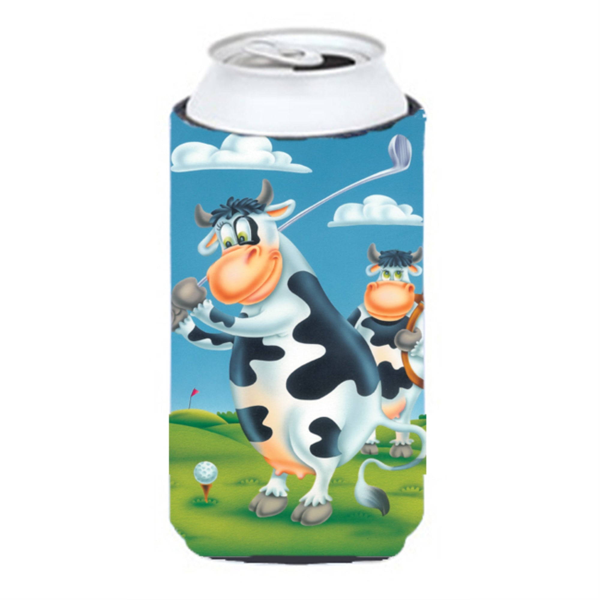 'Caroline'S Treasures Aph0535Tbc Cow Playing Golf Tall Boy Koozie Hugger, Multicolor''