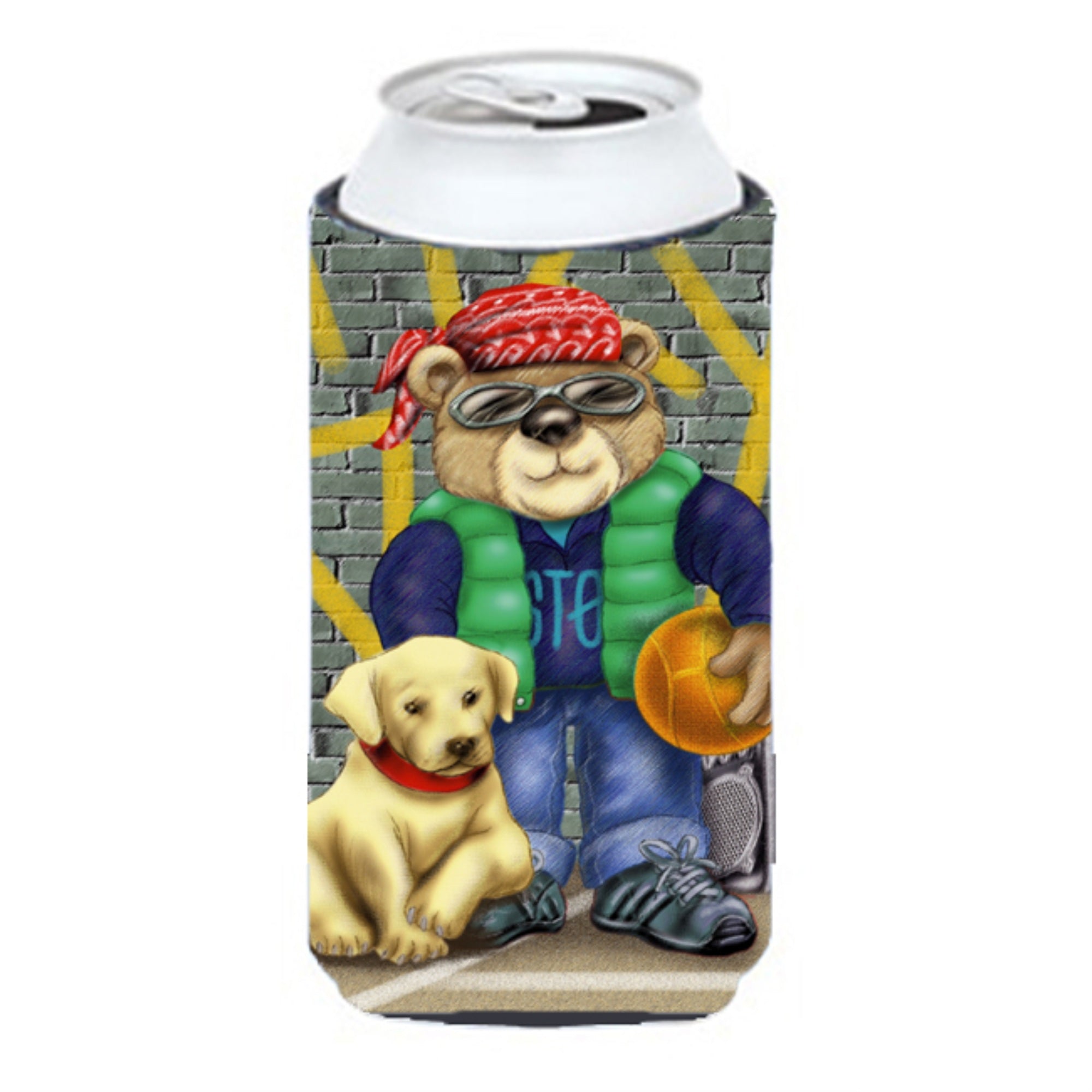 'Caroline'S Treasures Aph0856Tbc Teddy Bear And His Lab Tall Boy Koozie Hugger, Multicolor''