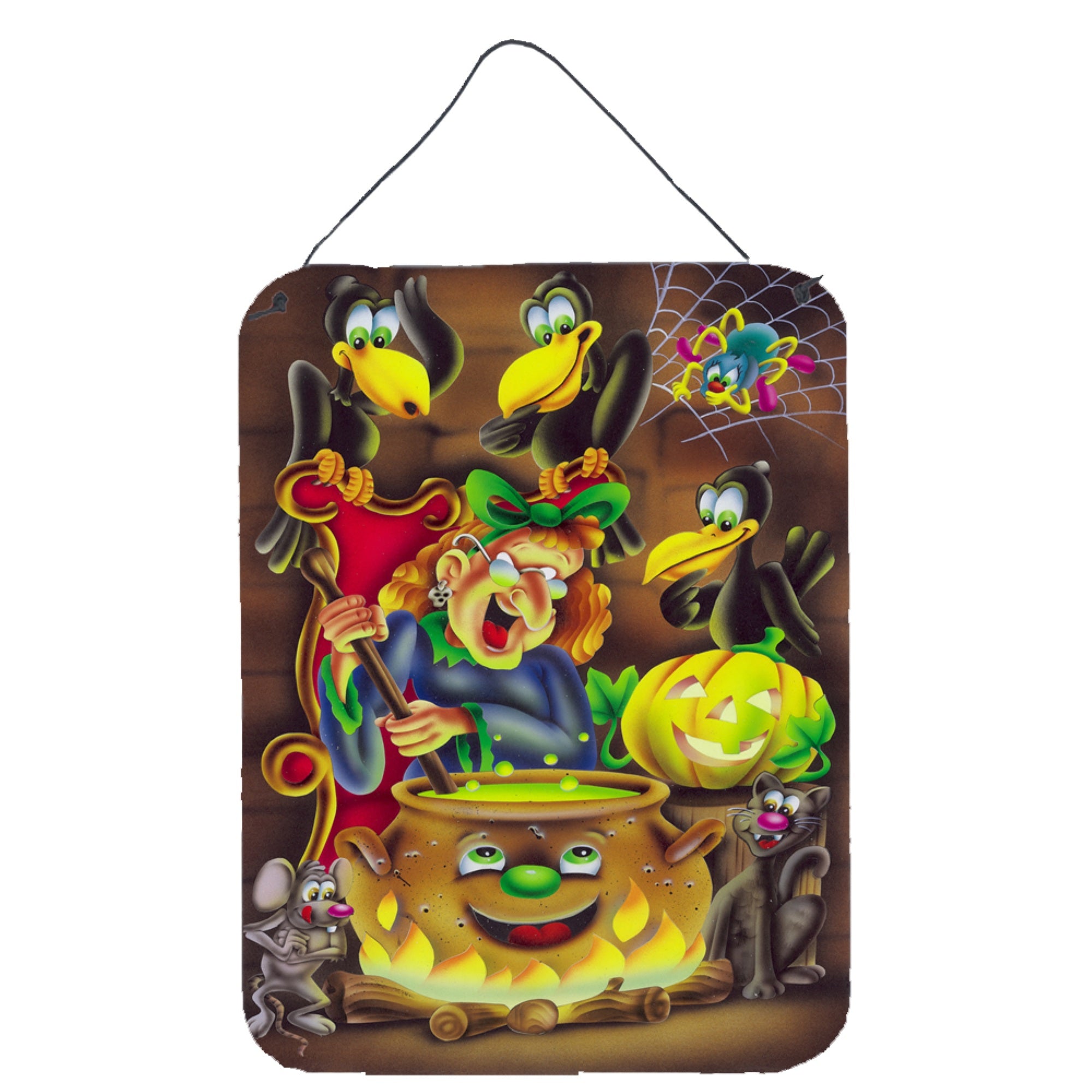 'Caroline'S Treasures Witch And Crows Stirring It Up Halloween Wall Or Door Hanging Prints Aph0934Ds1216, 16Hx12W, Multicolor''