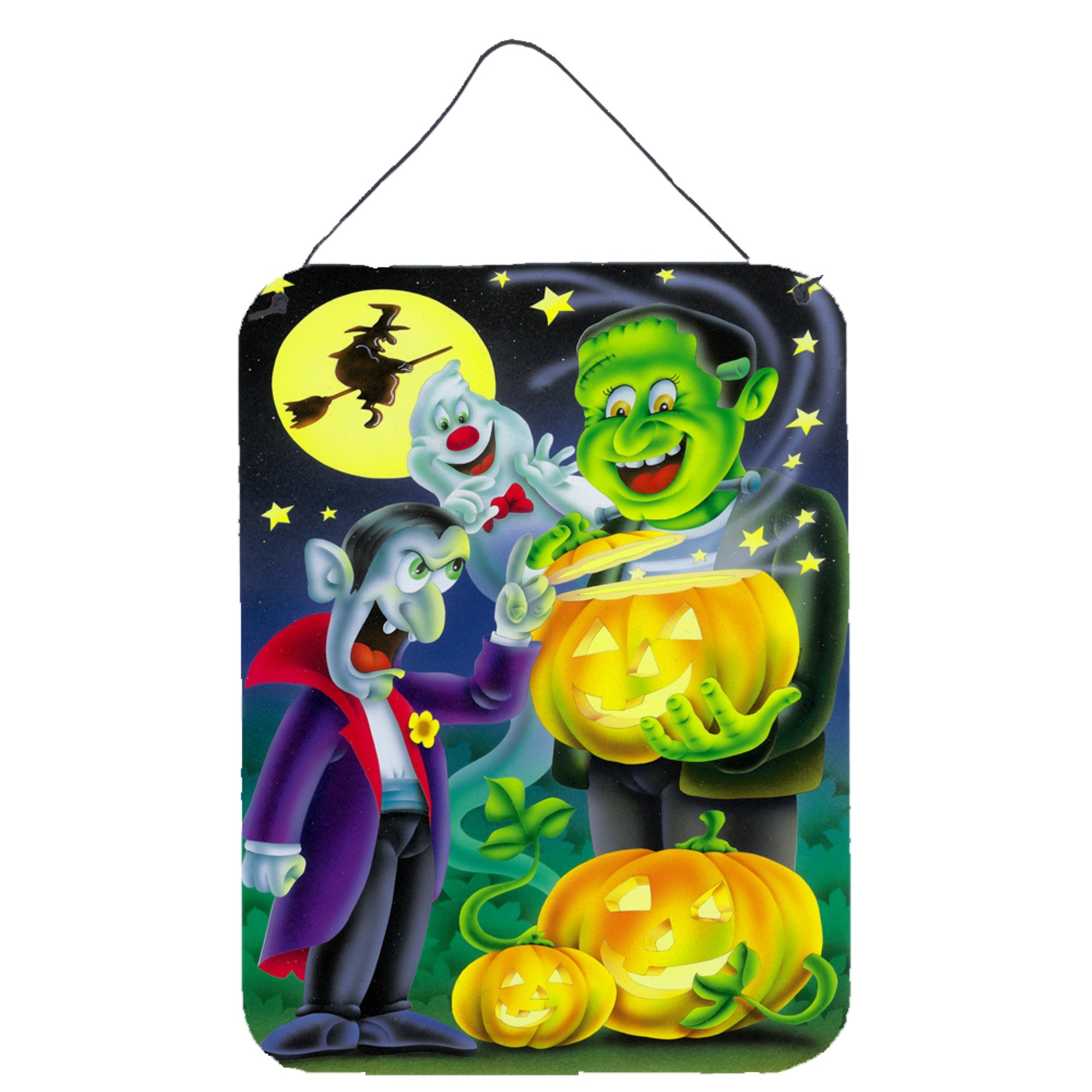 'Caroline'S Treasures Halloween With Dracula And Frankenstein Wall Or Door Hanging Prints Aph0935Ds1216, 16Hx12W, Multicolor''