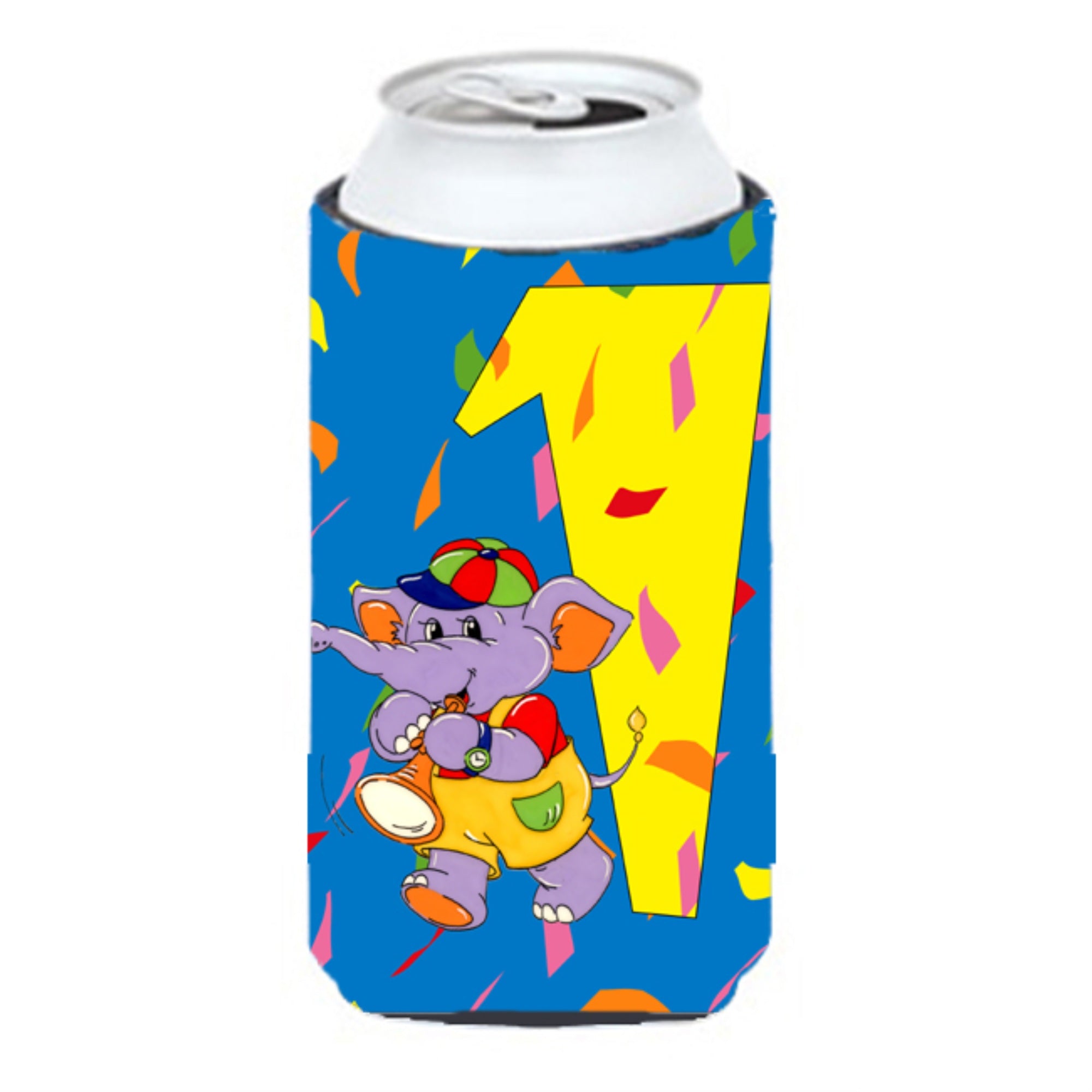 'Caroline'S Treasures Aph2161Tbc Happy 1St Birthday Age 1 Tall Boy Koozie Hugger, Multicolor''