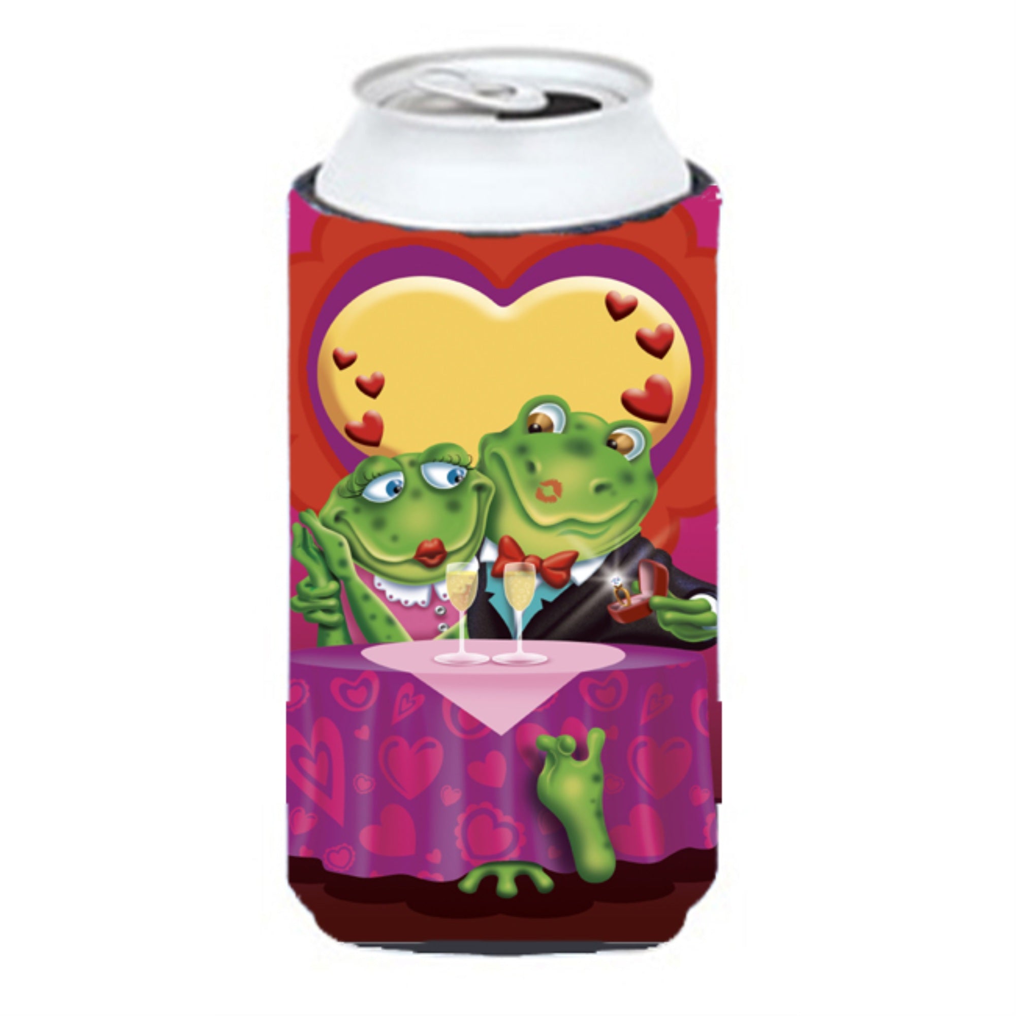 'Caroline'S Treasures Aph2477Tbc Frog Valentine'S Day Date Tall Boy Koozie Hugger, Multicolor''