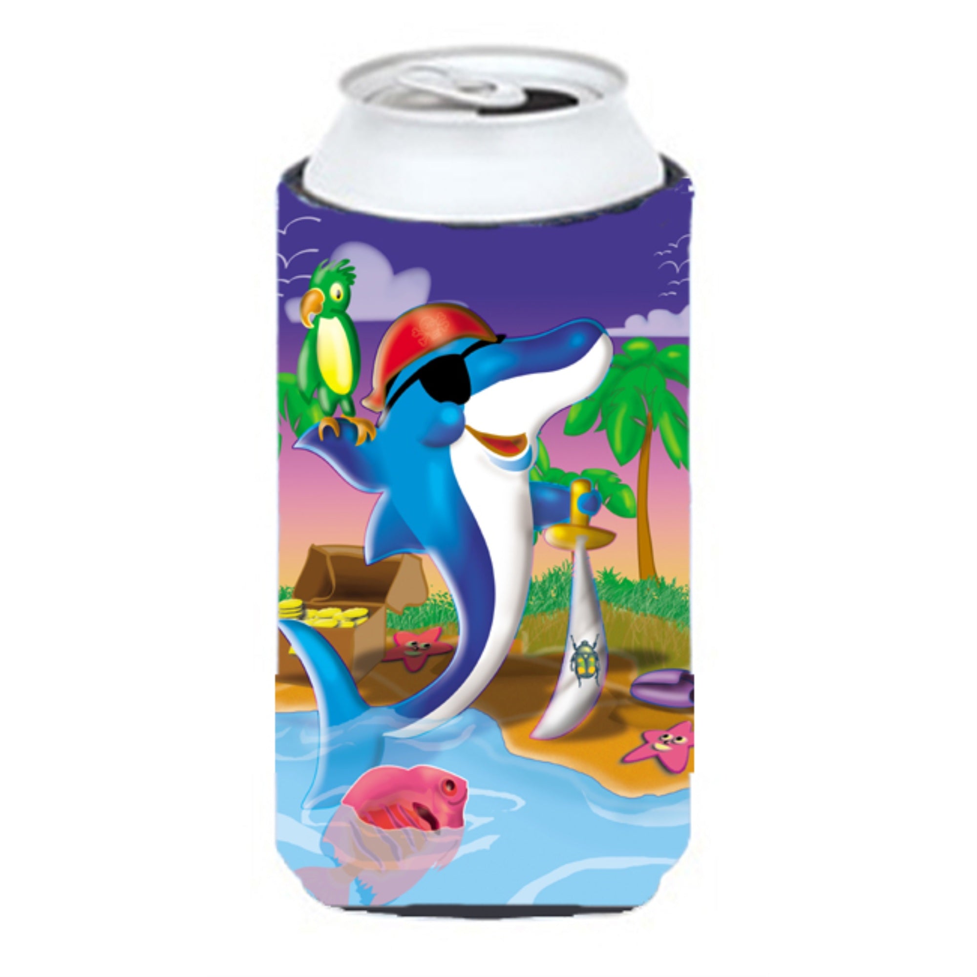 'Caroline'S Treasures Aph2486Tbc Dolphin Pirate Tall Boy Koozie Hugger, Multicolor''