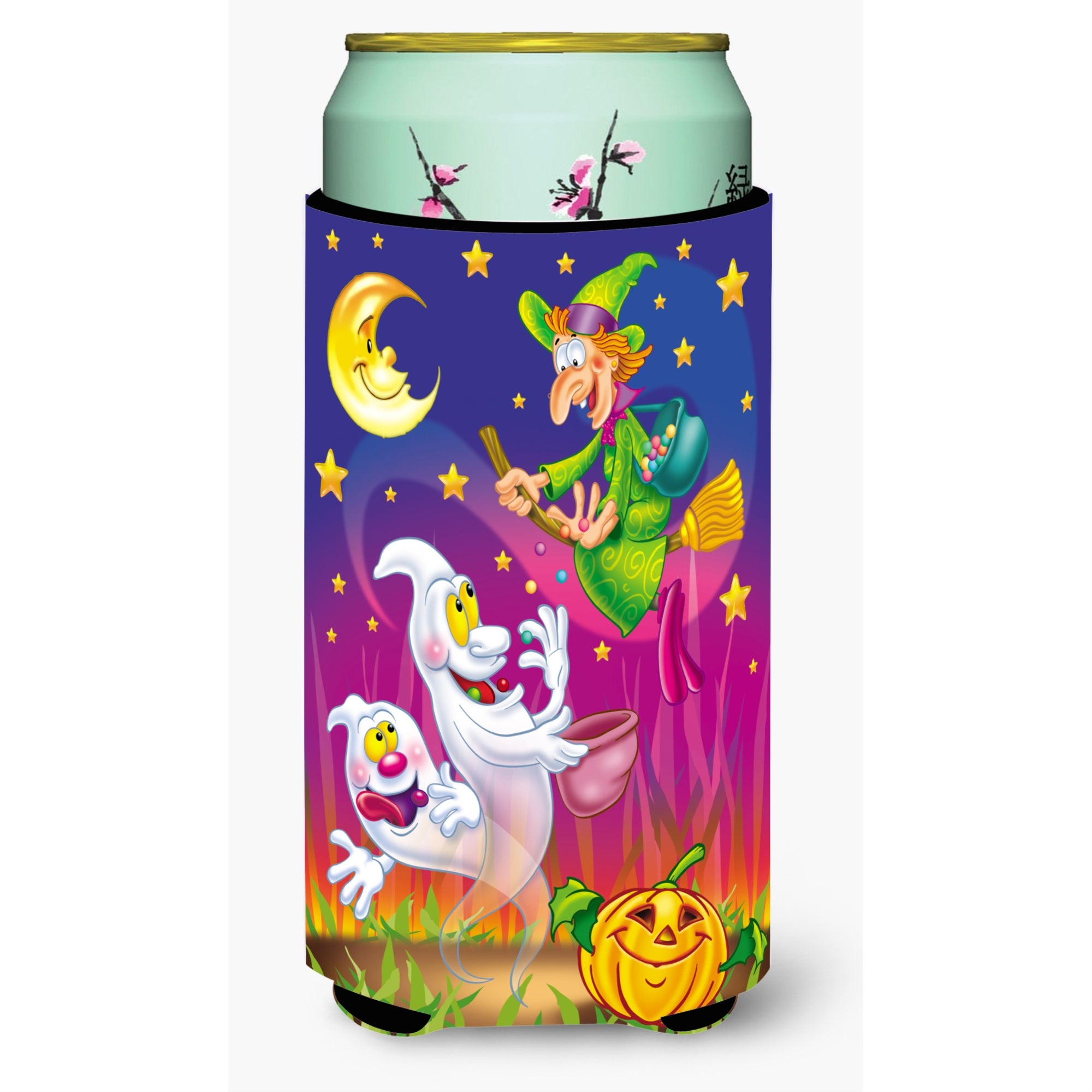 'Caroline'S Treasures Witch And Ghosts Halloween Tall Boy Koozie Hugger, Multicolor''