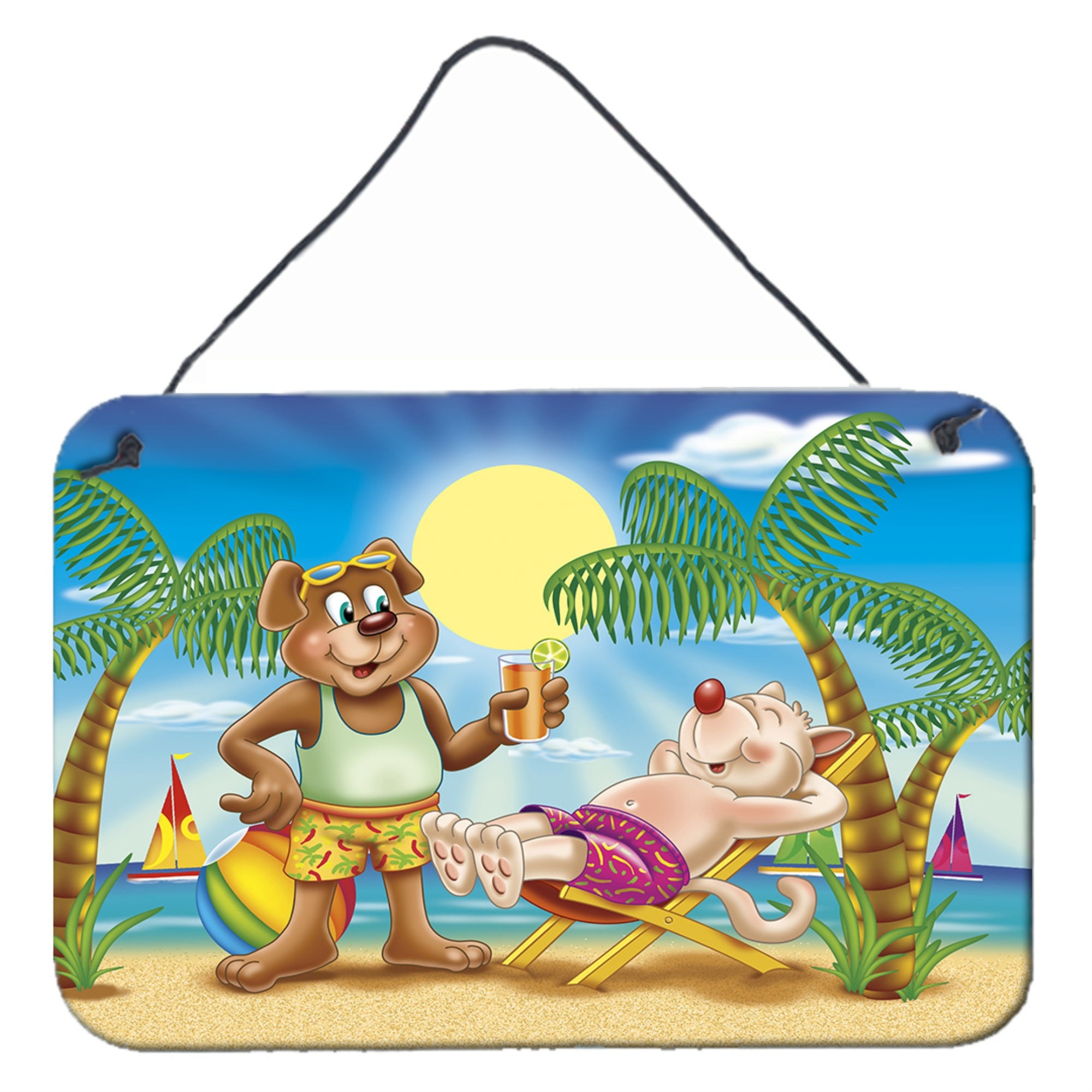 'Caroline'S Treasures Bears Relaxing At The Beach Wall Or Door Hanging Prints Aph3817Ds812, 8'''' X 12'''', Multicolor''