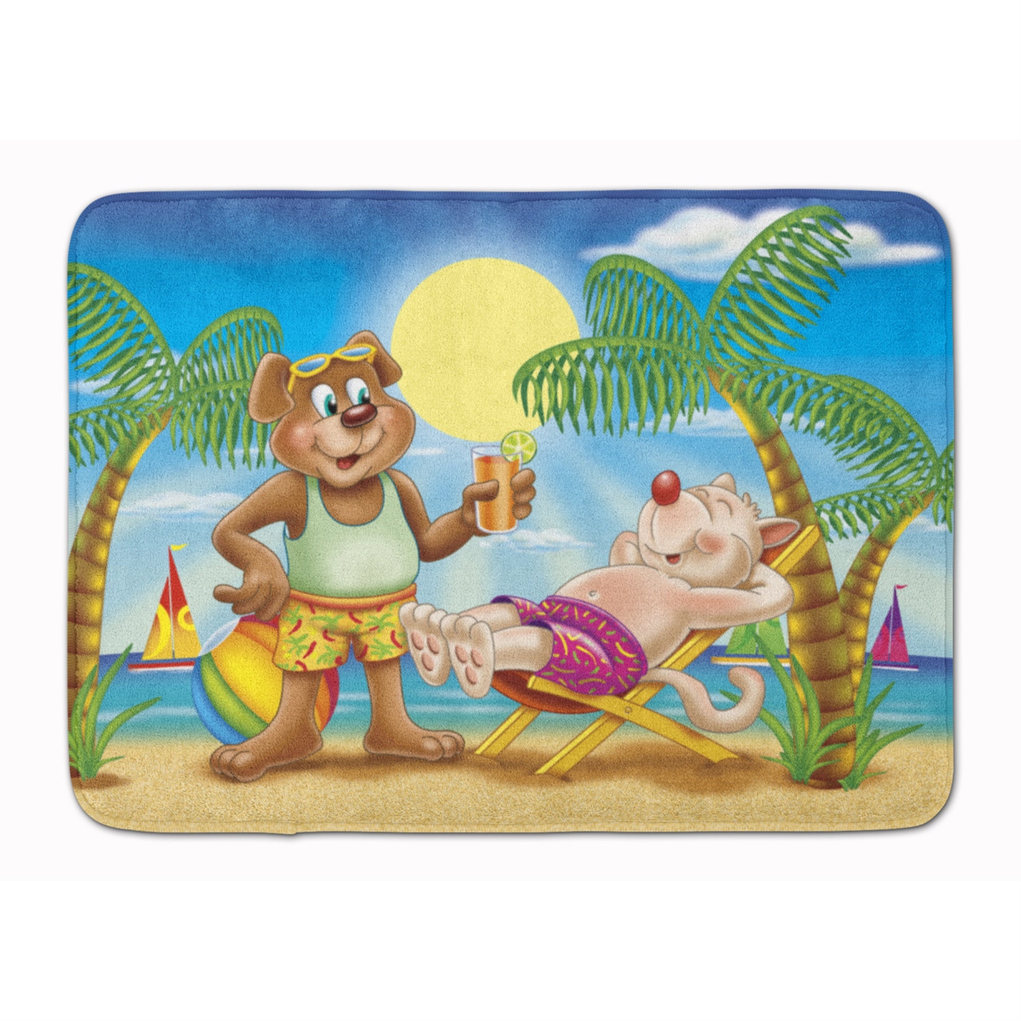 'Caroline'S Treasures Bears Relaxing At The Beach Floor Mat, 19'''' X 27'''', Multicolor''