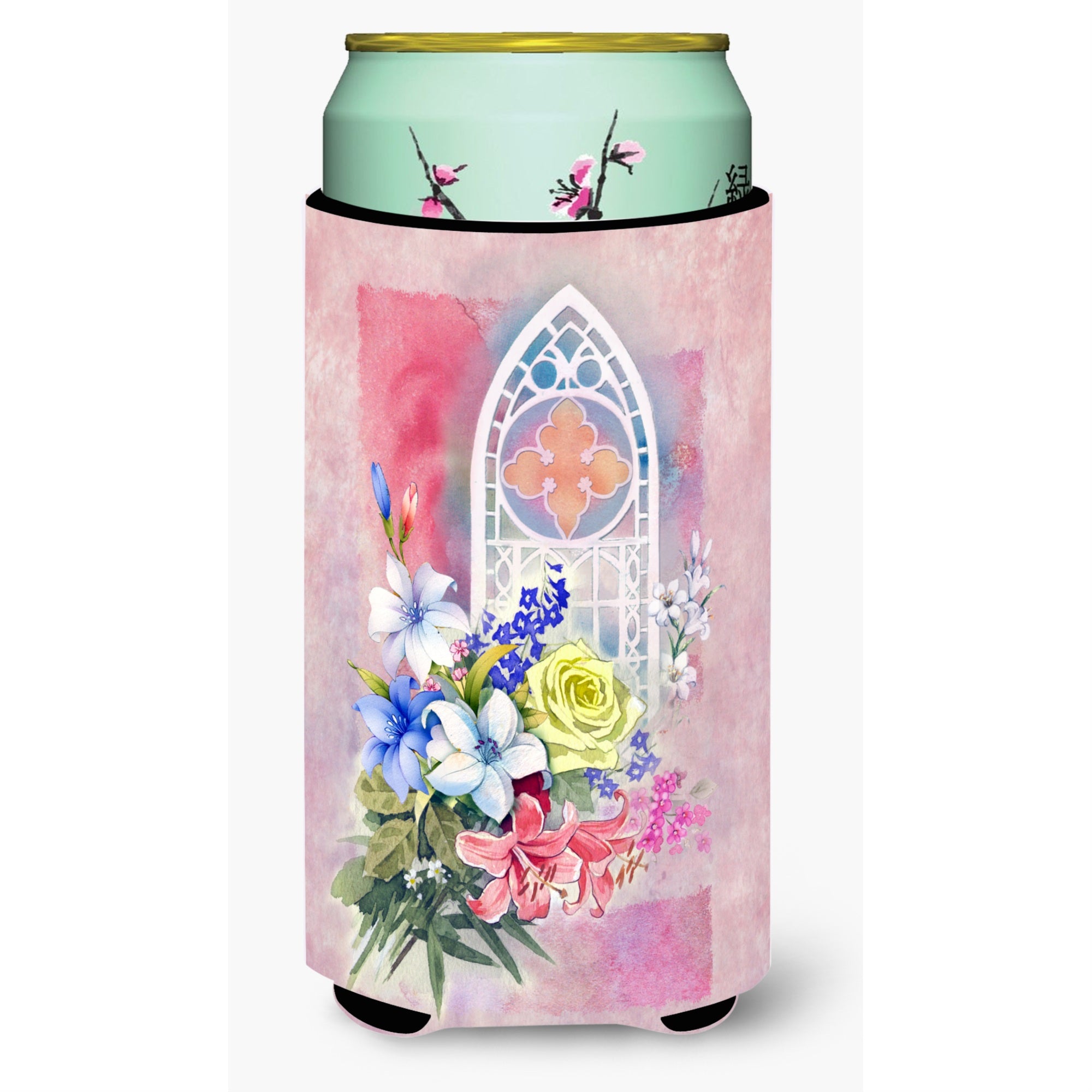 'Caroline'S Treasures Church Window & Flowers Tall Boy Beverage Insulator Hugger, Multicolor''
