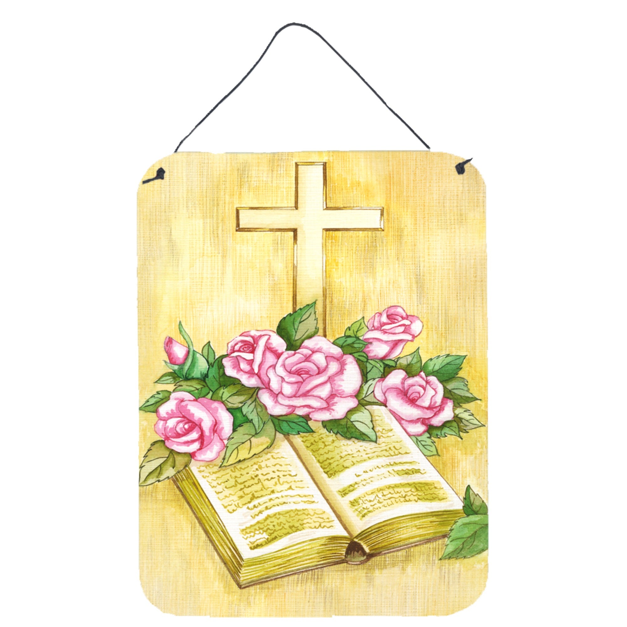 'Caroline'S Treasures Easter Cross And Bible With Roses Wall Or Door Hanging Prints Aph4072Ds1216, 16Hx12W, Multicolor''