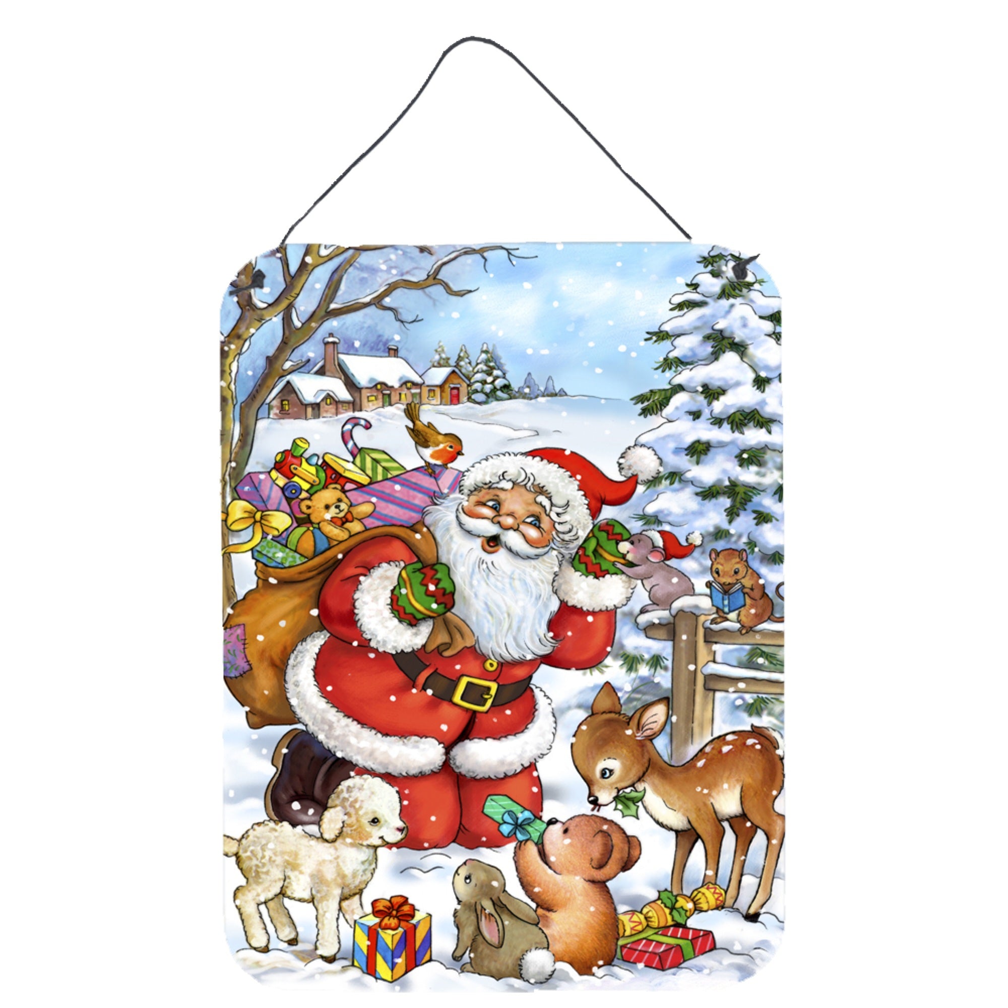 'Caroline'S Treasures Christmas Santa Forrest Friends Wall Or Door Hanging Prints Aph4571Ds1216, 16Hx12W, Multicolor''