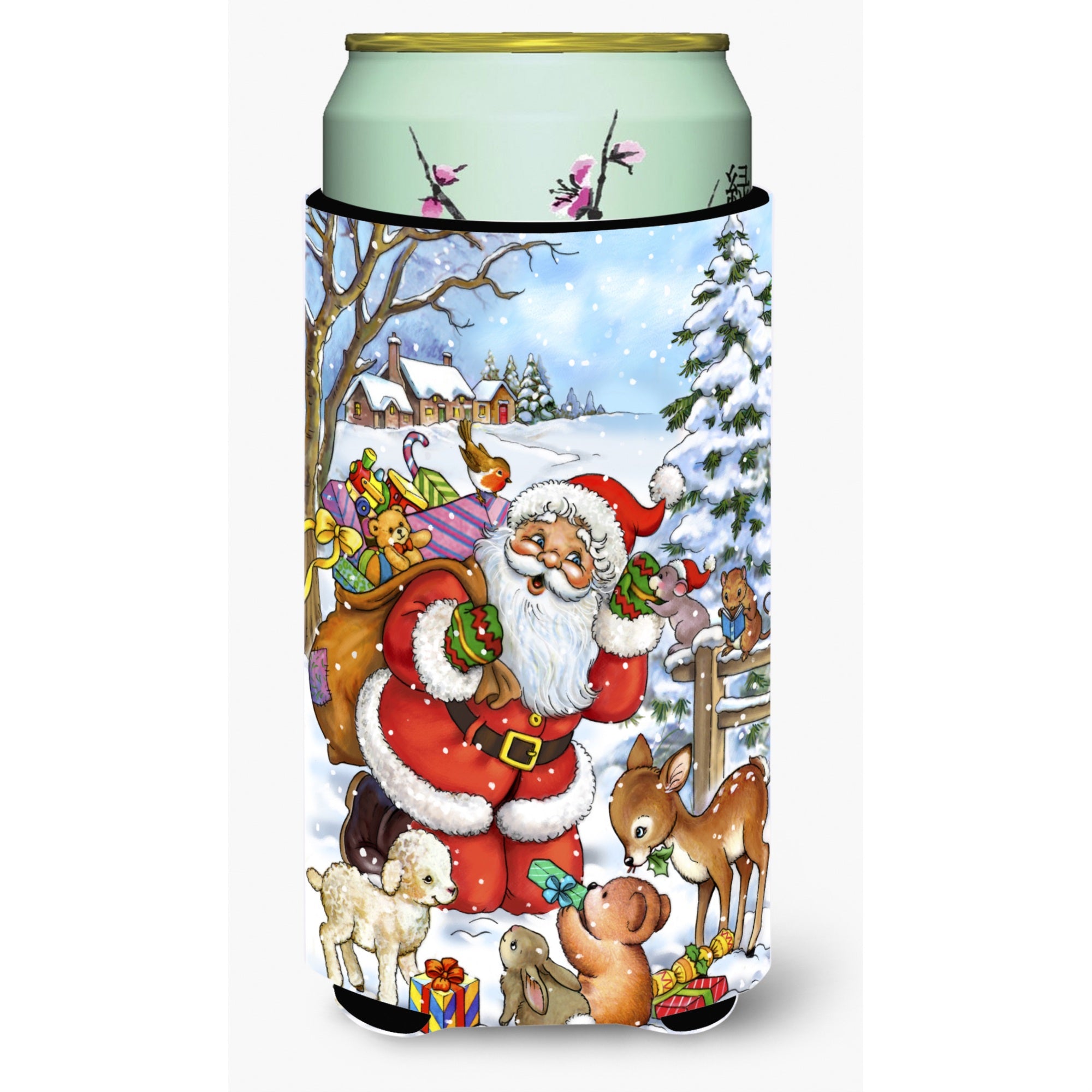 'Caroline'S Treasures Christmas Santa Forest Friends Tall Boy Koozie Hugger, Multicolor''
