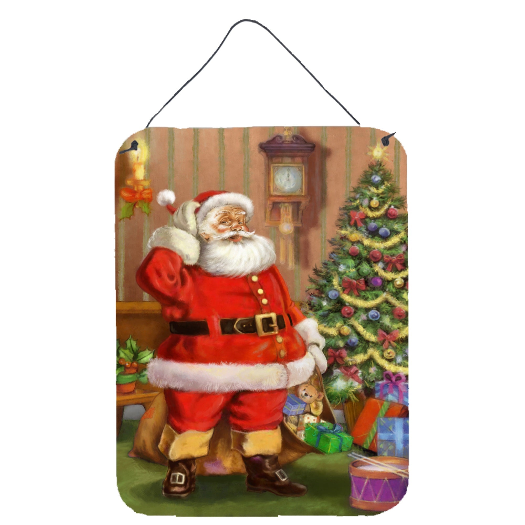 'Caroline'S Treasures Christmas Santa By The Tree Wall Or Door Hanging Prints Aph4691Ds1216, 16Hx12W, Multicolor''