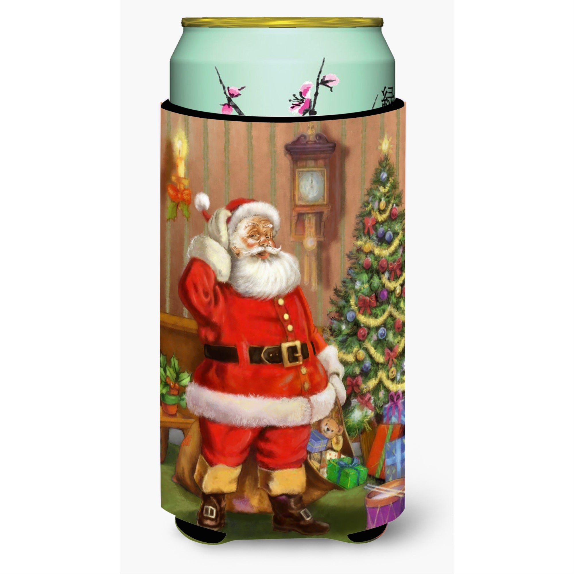 'Caroline'S Treasures Christmas Santa By The Tree Tall Boy Koozie Hugger, Multicolor''