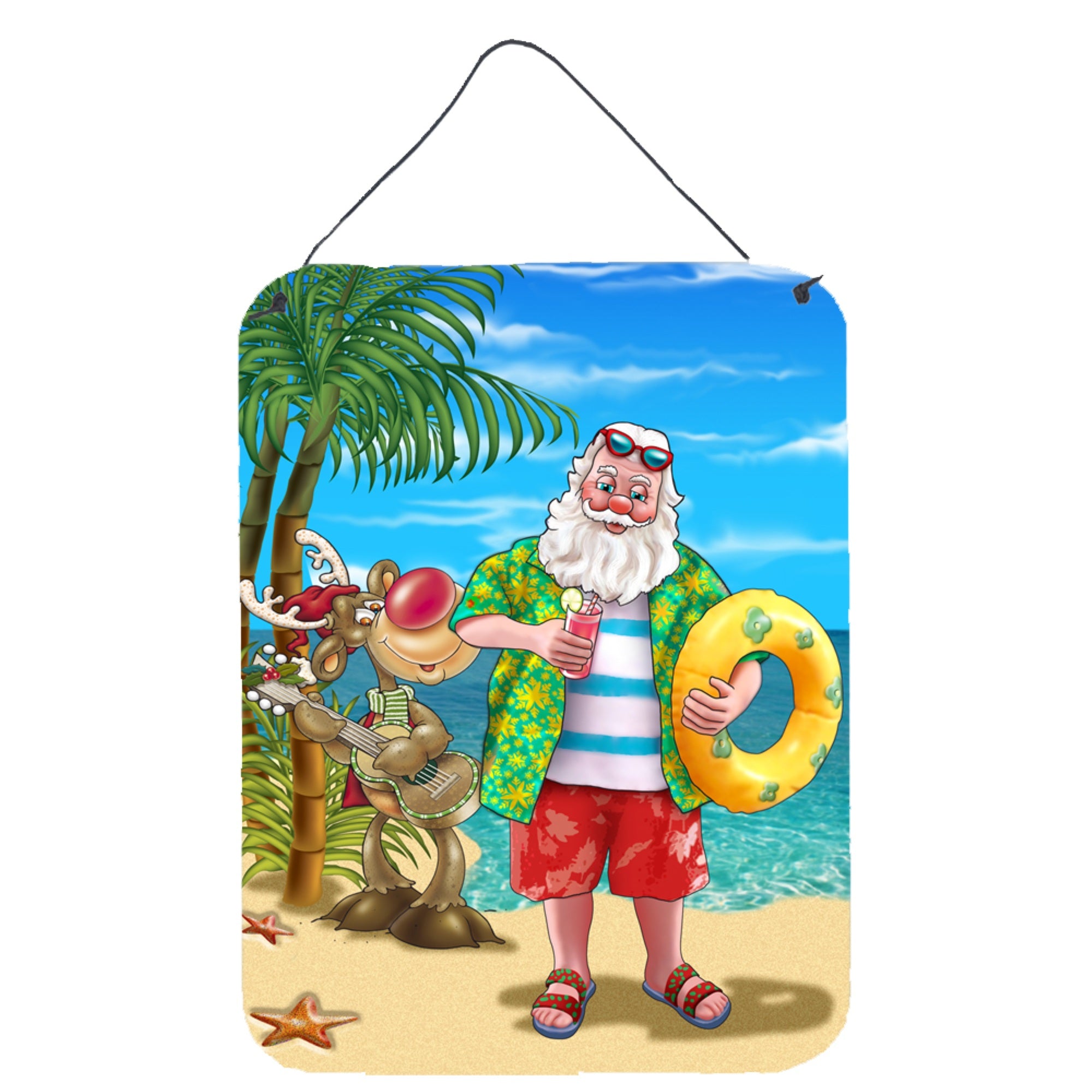 'Caroline'S Treasures Beach Christmas Santa Claus Swimming Wall Or Door Hanging Prints Aph5150Ds1216, 16Hx12W, Multicolor''
