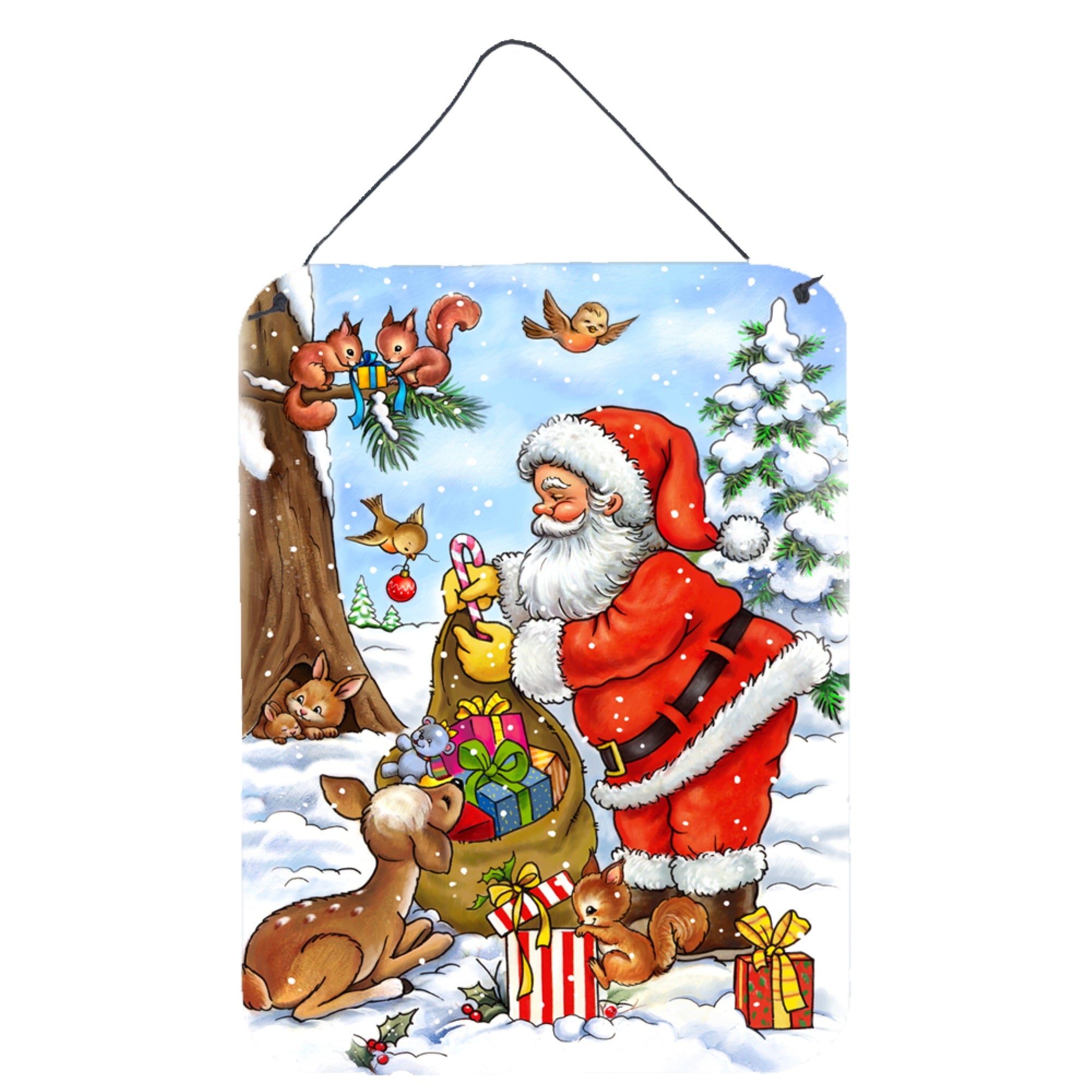 'Caroline'S Treasures Christmas Santa Claus Handing Out Presents Wall Or Door Hanging Prints Aph5444Ds1216, 16Hx12W, Multicolor