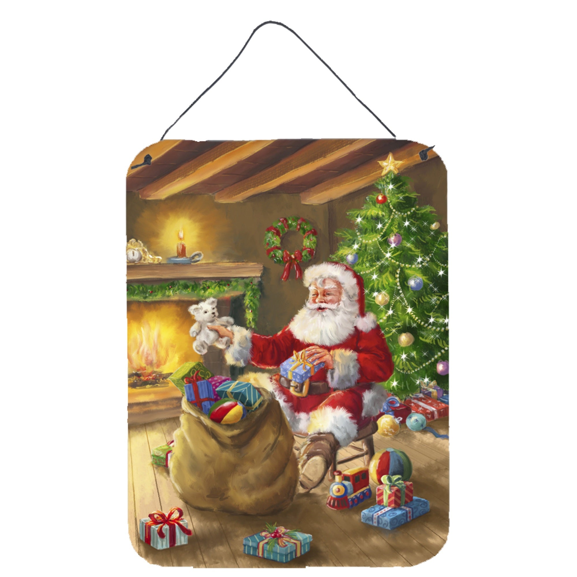 'Caroline'S Treasures Christmas Santa Claus Unloading Toys Wall Or Door Hanging Prints Aph5793Ds1216, 16Hx12W, Multicolor''