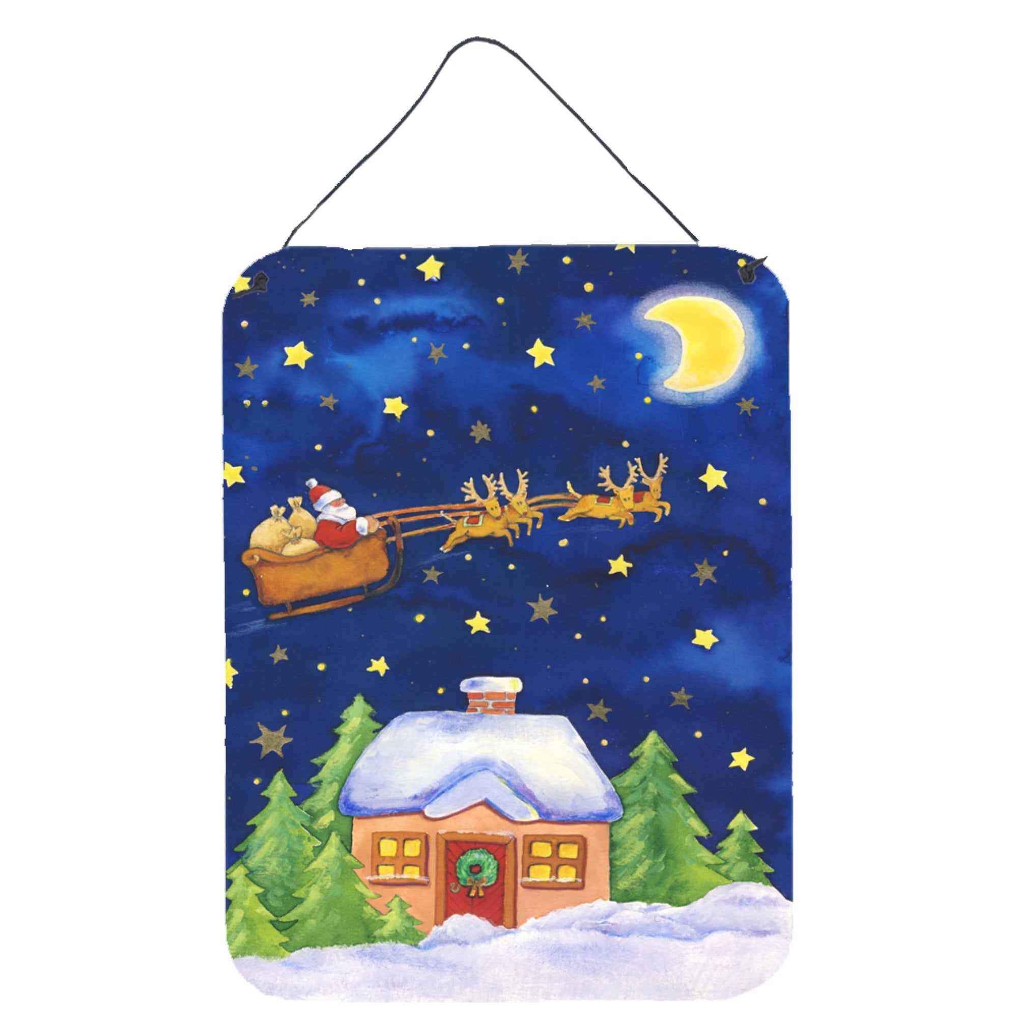 'Caroline'S Treasures Christmas Santa Claus Across The Sky Wall Or Door Hanging Prints Aph5898Ds1216, 16Hx12W, Multicolor''