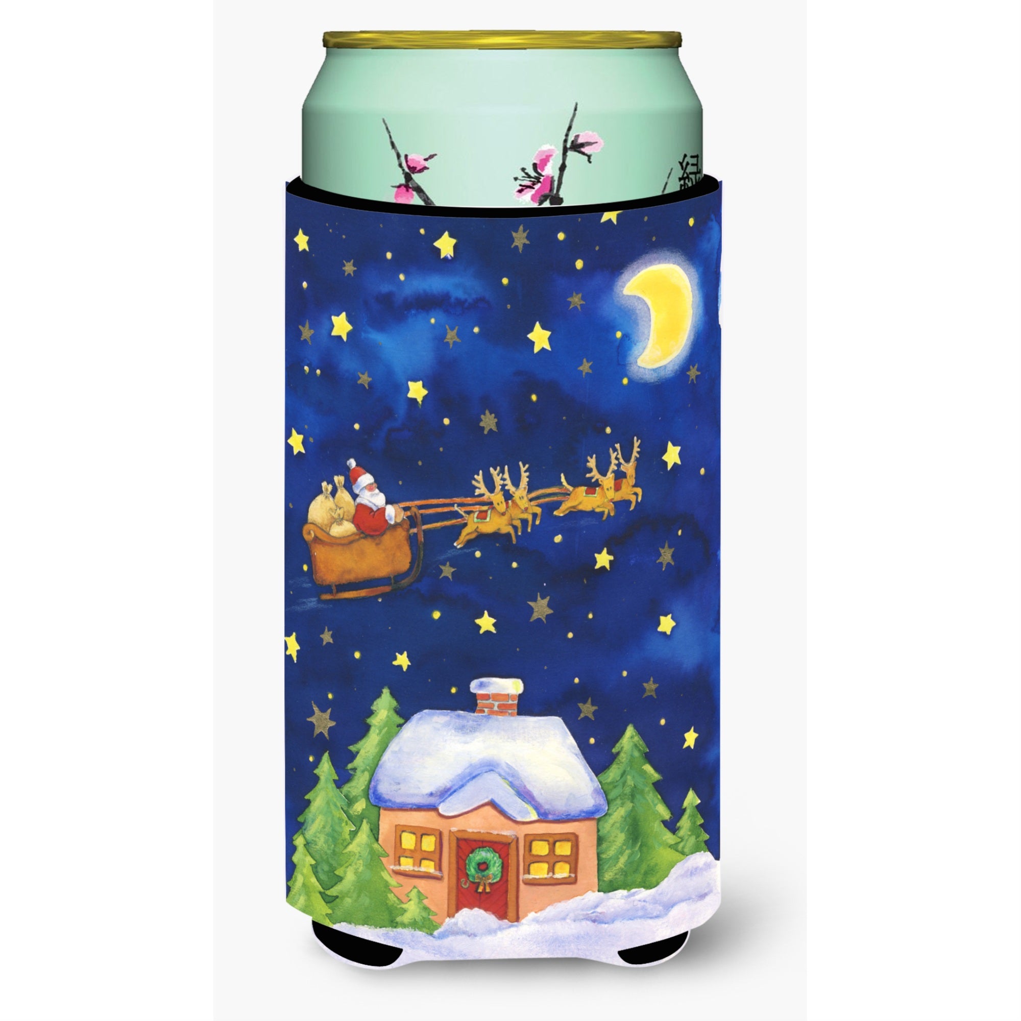 'Caroline'S Treasures Christmas Santa Claus Across The Sky Tall Boy Koozie Hugger, Multicolor''