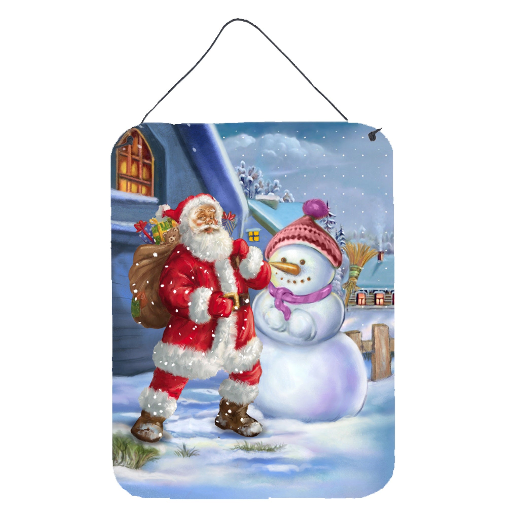 'Caroline'S Treasures Christmas Santa Claus And Snowman Wall Or Door Hanging Prints Aph6200Ds1216, 16Hx12W, Multicolor''