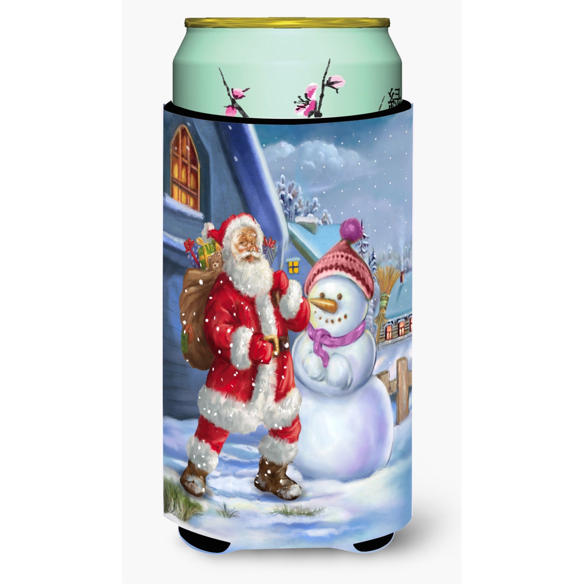 'Caroline'S Treasures Christmas Santa Claus And Snowman Tall Boy Koozie Hugger, Multicolor''