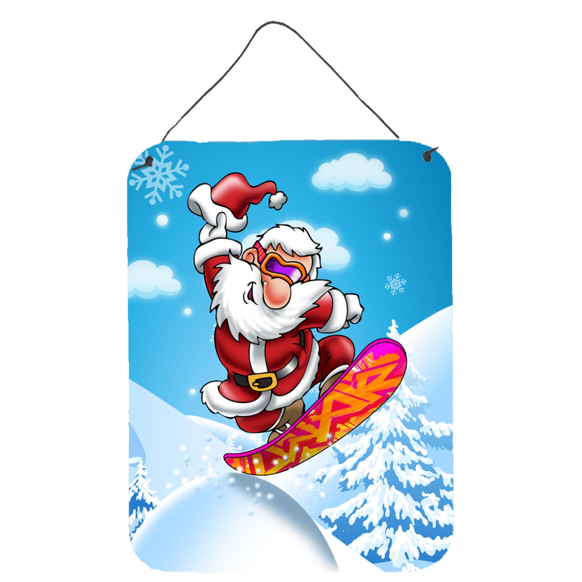 'Caroline'S Treasures Christmas Santa Claus Snowboarding Wall Or Door Hanging Prints Aph6388Ds1216, 16Hx12W, Multicolor''